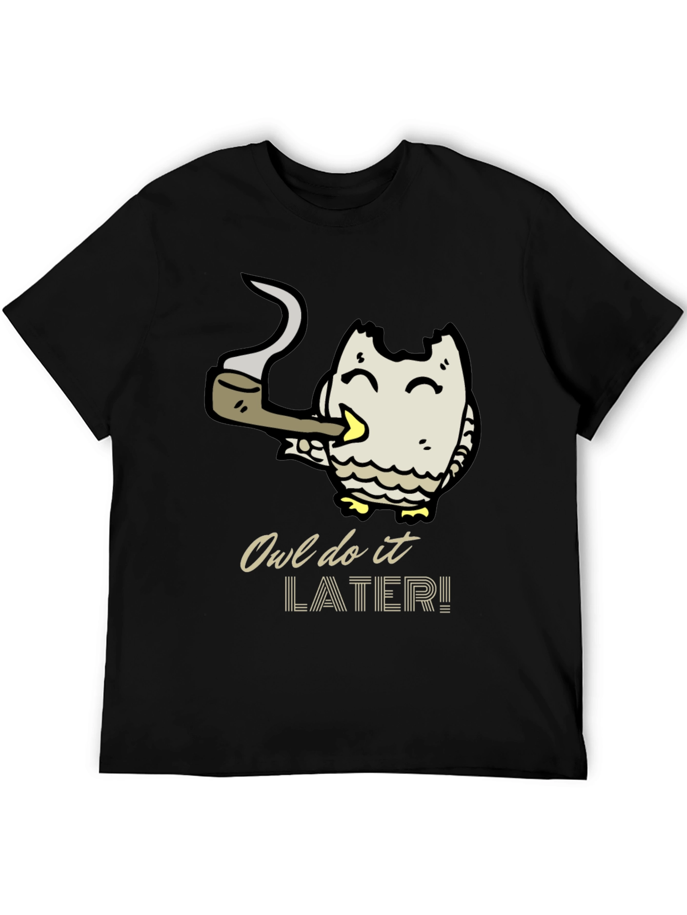 Owl Do It Later T-Shirt - Black Cotton Tee