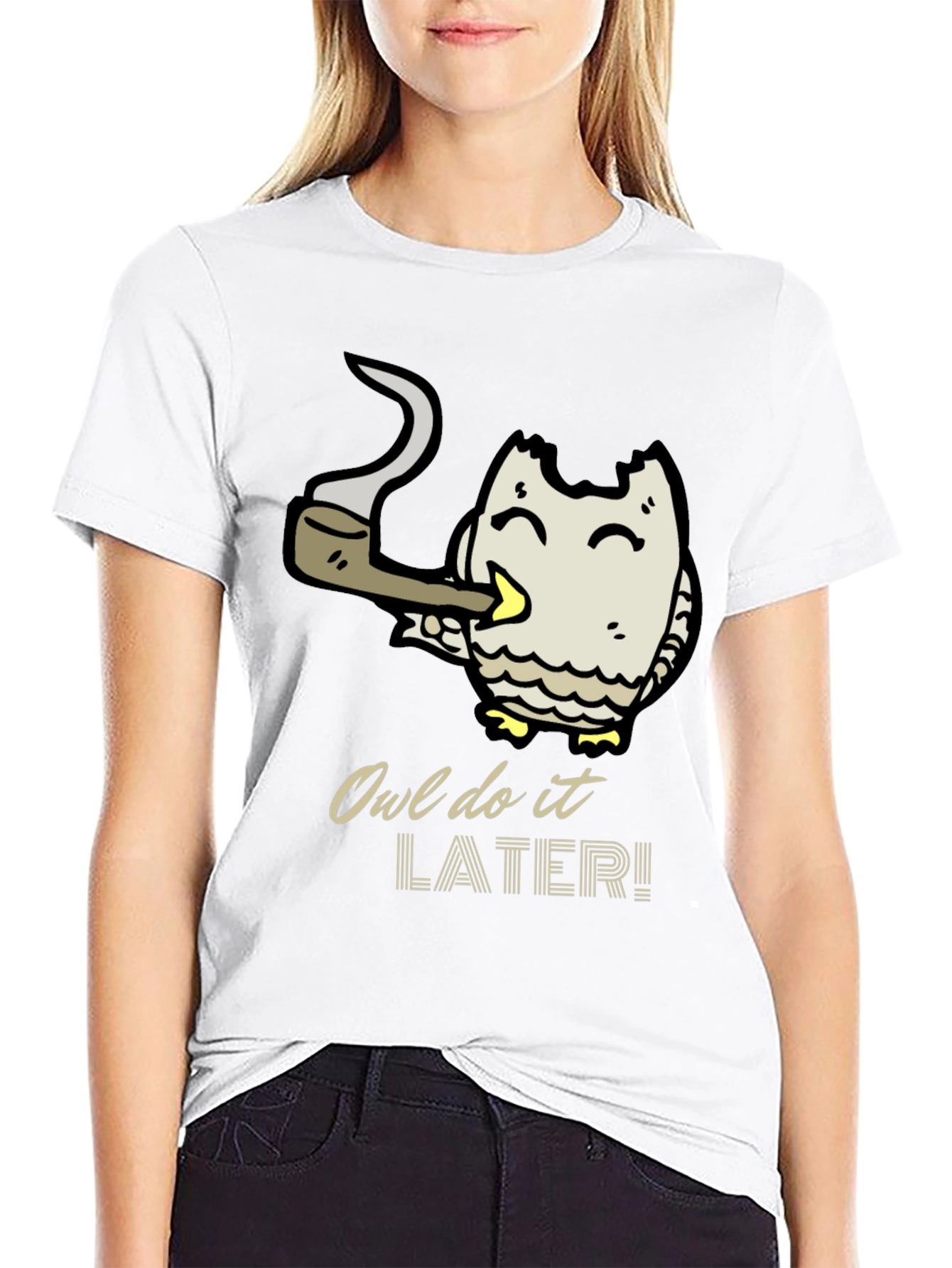 Owl Do It Later T-Shirt - Black Cotton Tee