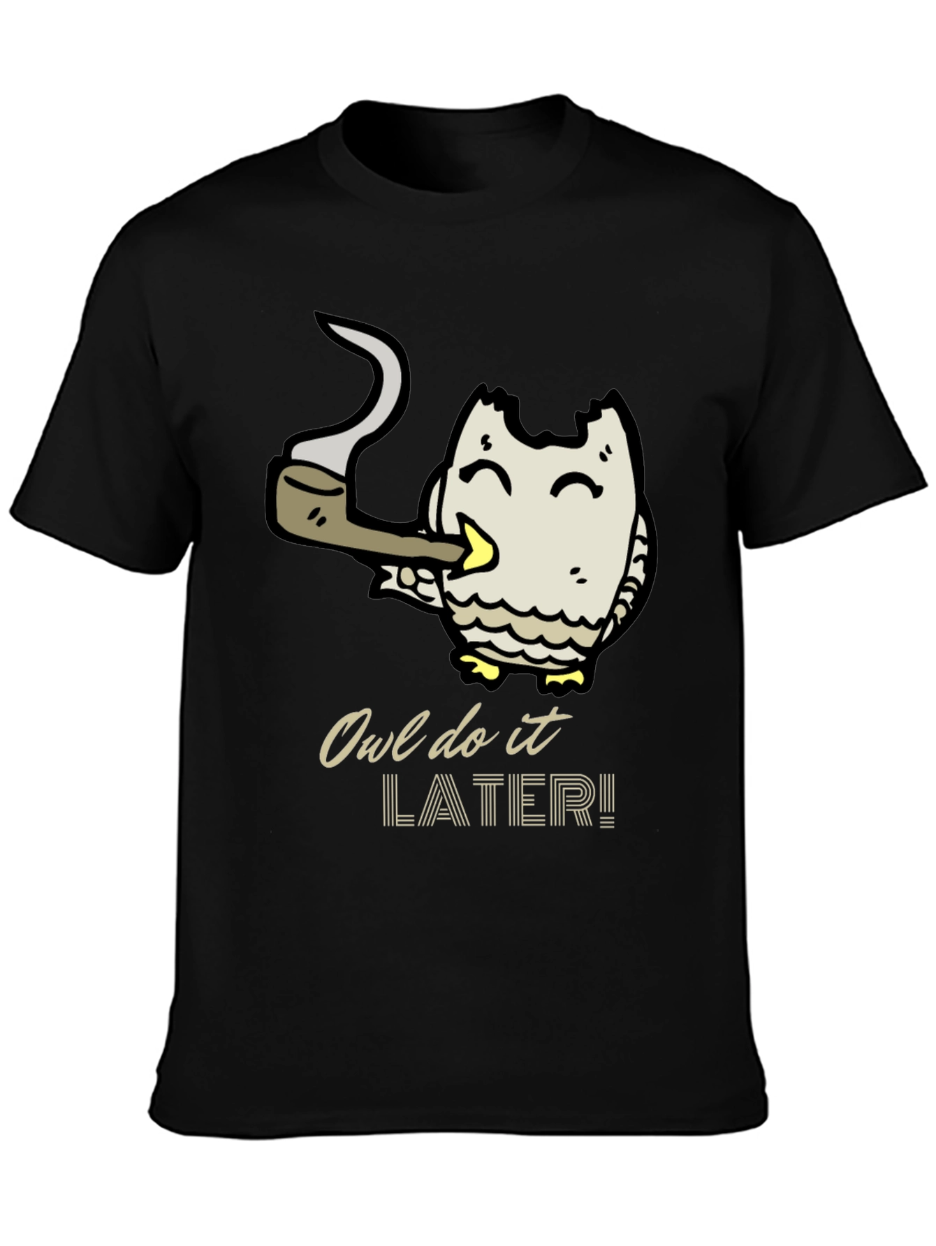 Owl Do It Later T-Shirt - Black Cotton Tee