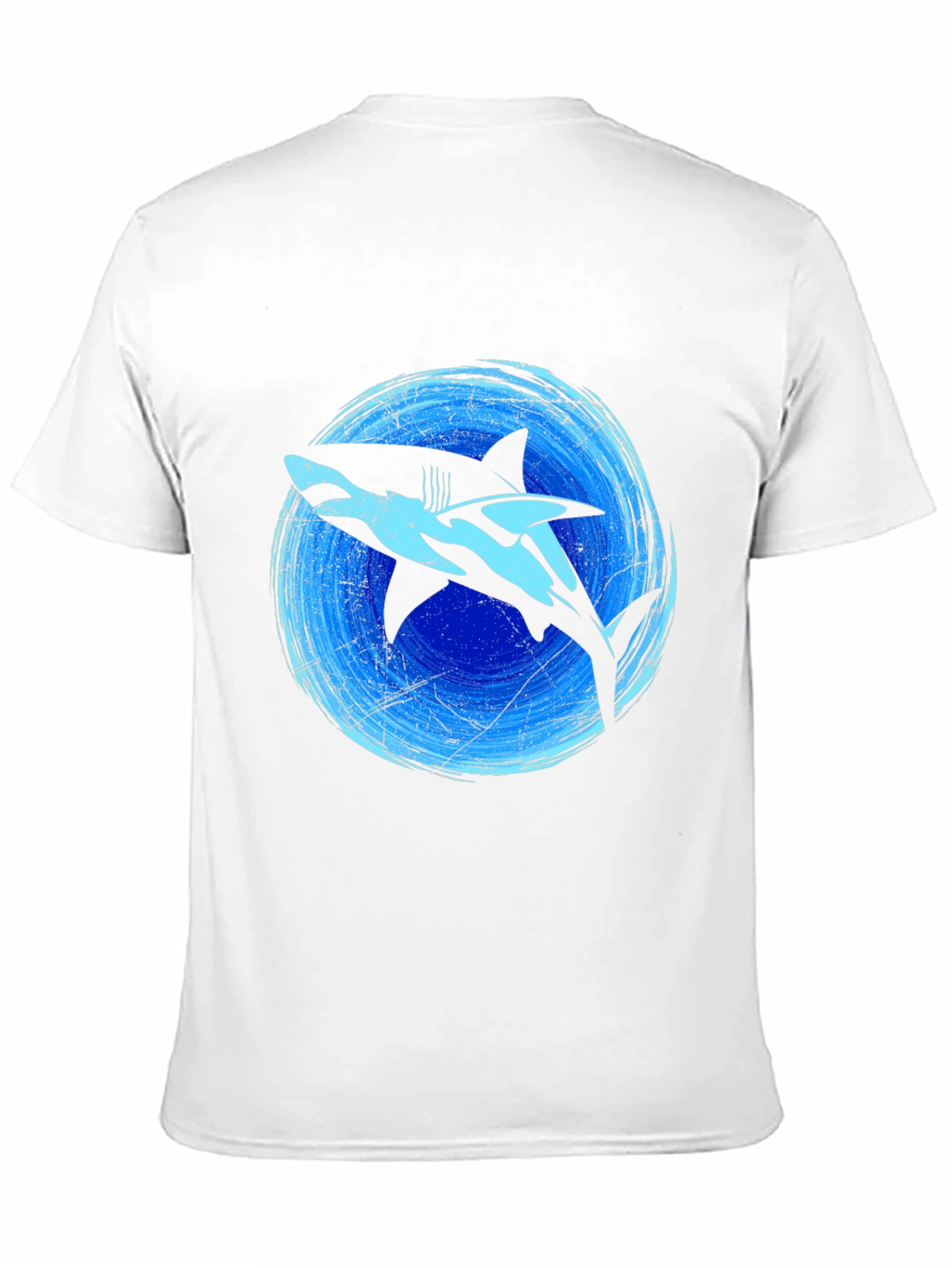 Shark Graphic Print Tee - Black Cotton Blend