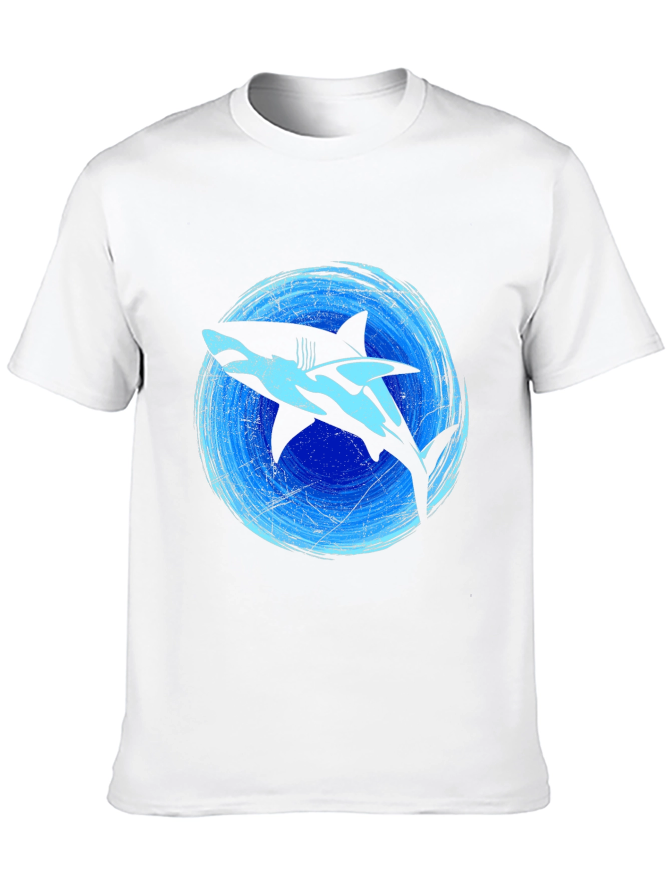 Shark Graphic Print Tee - Black Cotton Blend