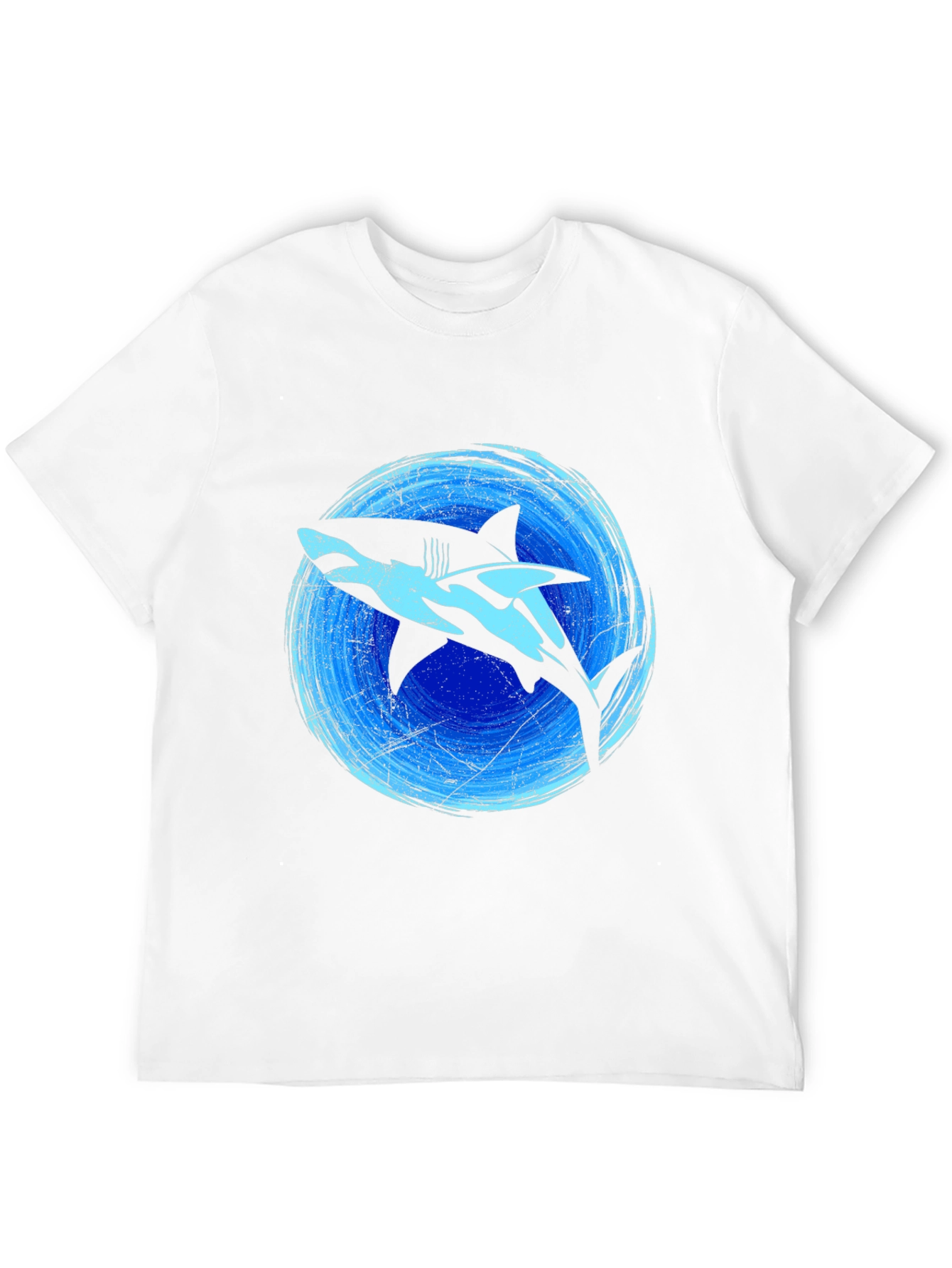 Shark Graphic Print Tee - Black Cotton Blend