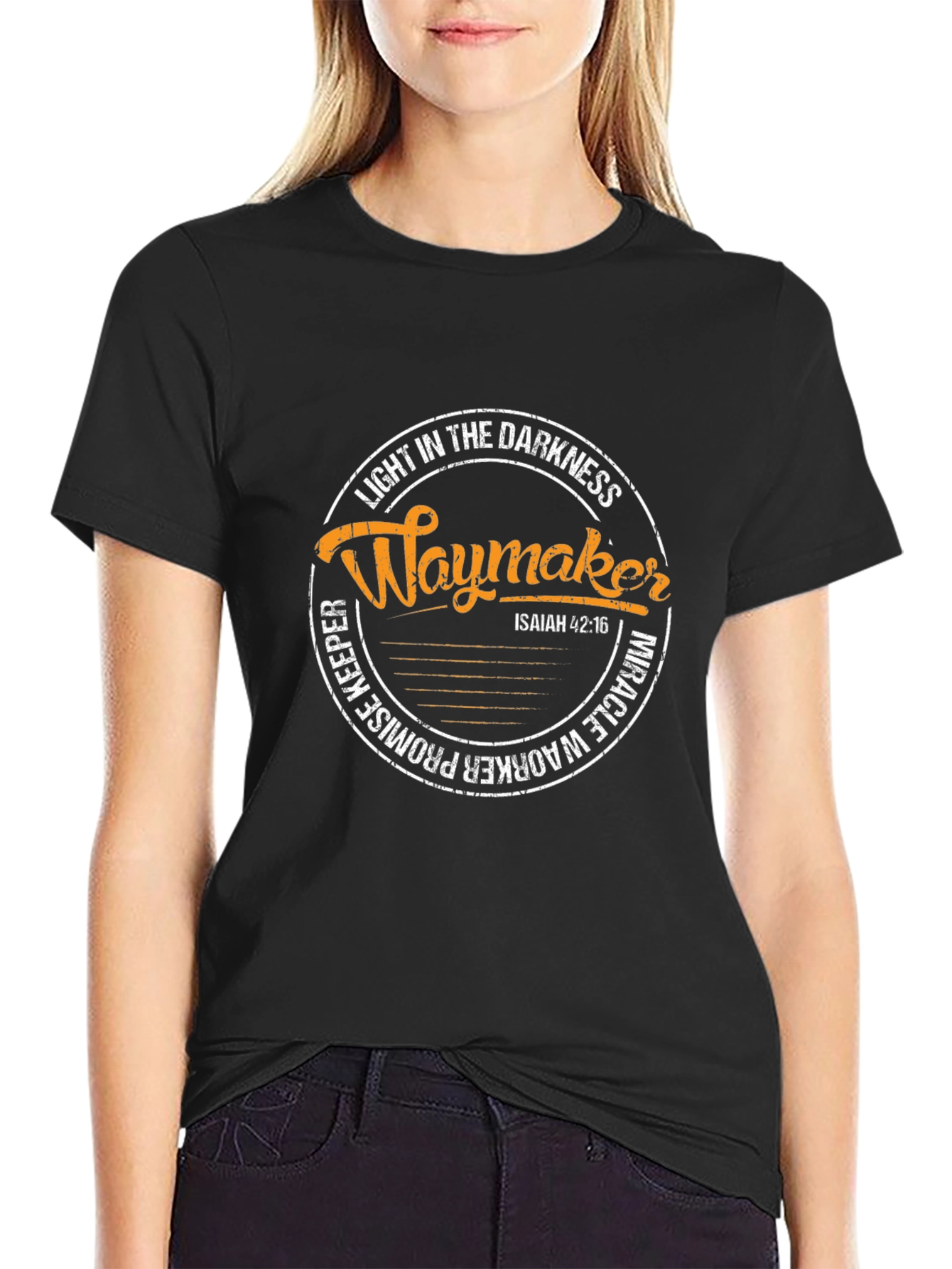 Waymaker Christian T-Shirt: Light in Darkness Isaiah 42:16