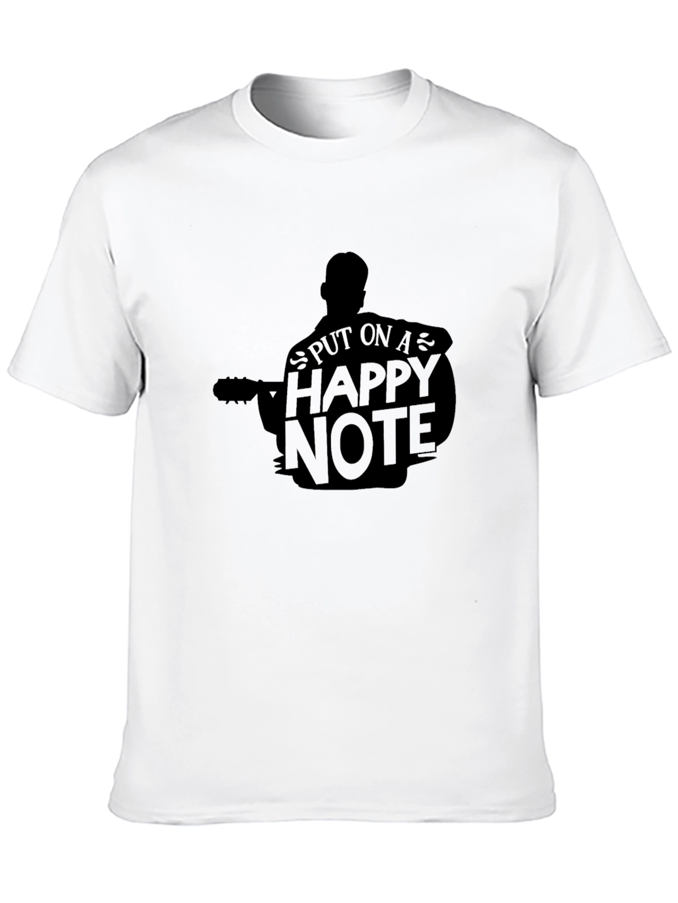 Happy Note Graphic Tee - Black Cotton T-Shirt