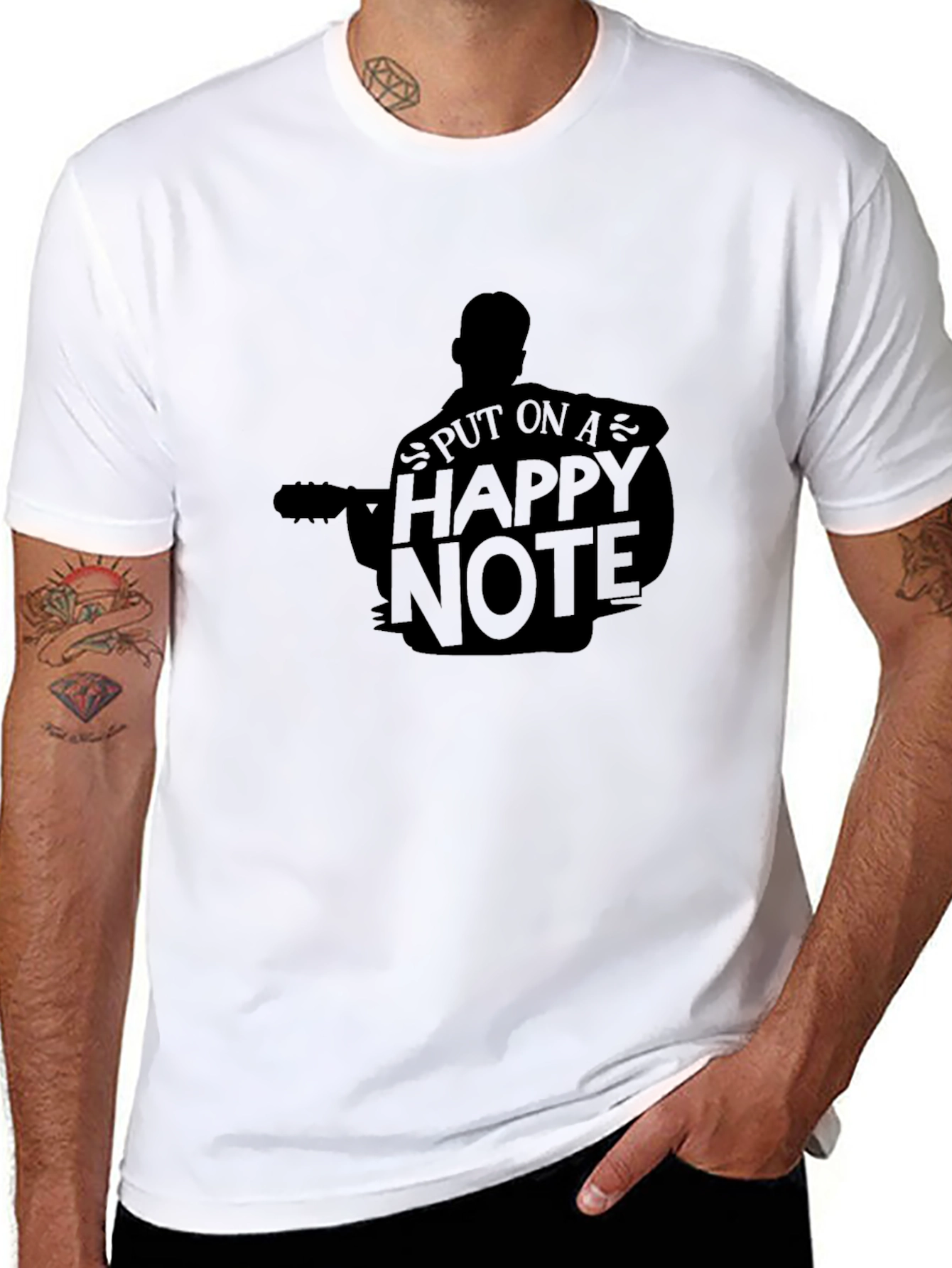Happy Note Graphic Tee - Black Cotton T-Shirt