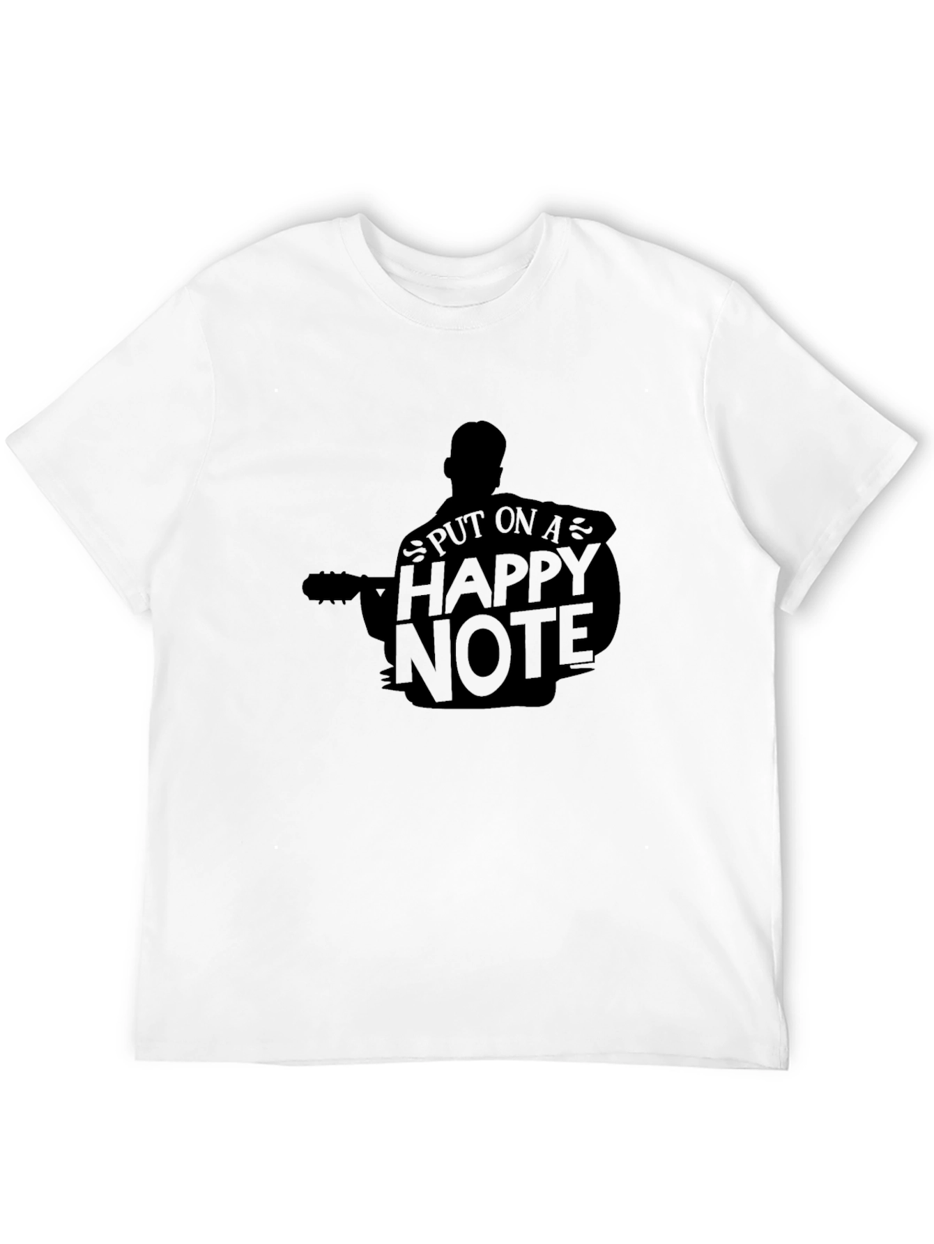 Happy Note Graphic Tee - Black Cotton T-Shirt