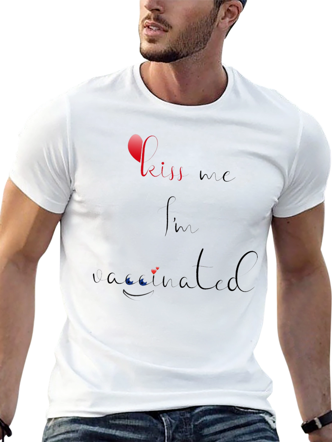 Kiss Me Im Vaccinated Black T-Shirt