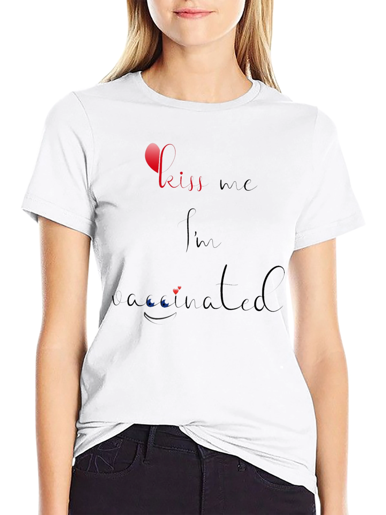 Kiss Me Im Vaccinated Black T-Shirt