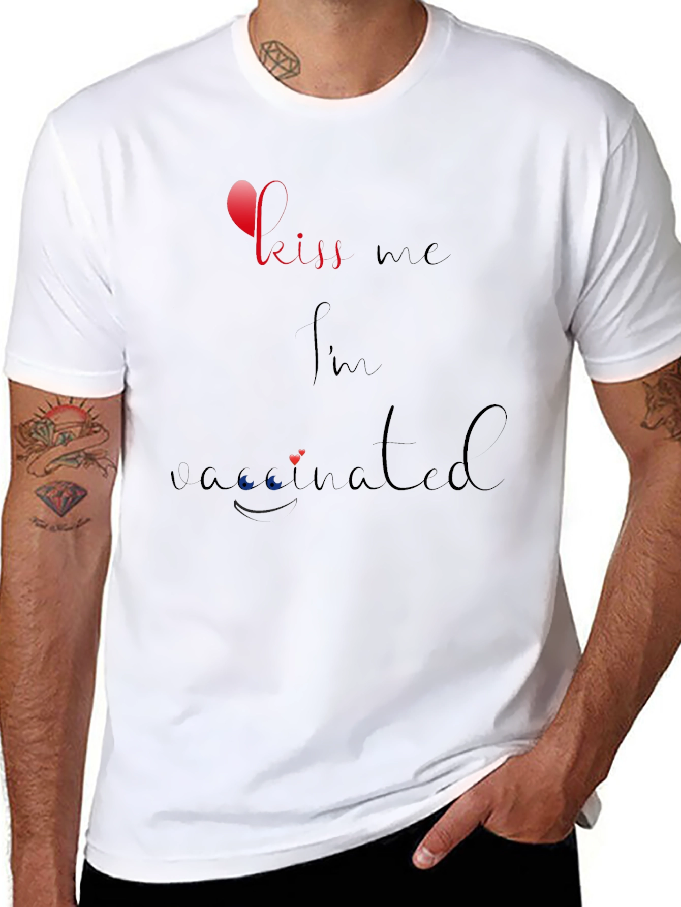 Kiss Me Im Vaccinated Black T-Shirt