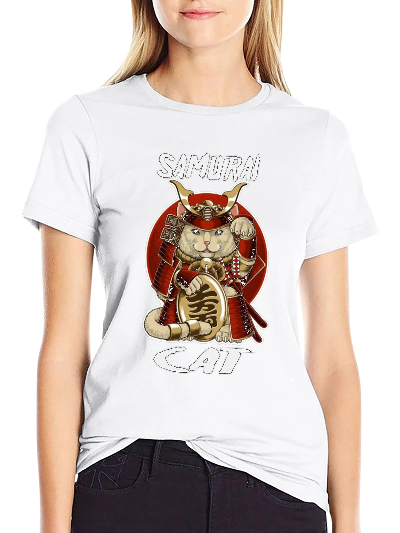 Samurai Cat Graphic T-Shirt