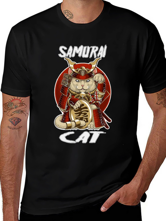 Samurai Cat Graphic T-Shirt