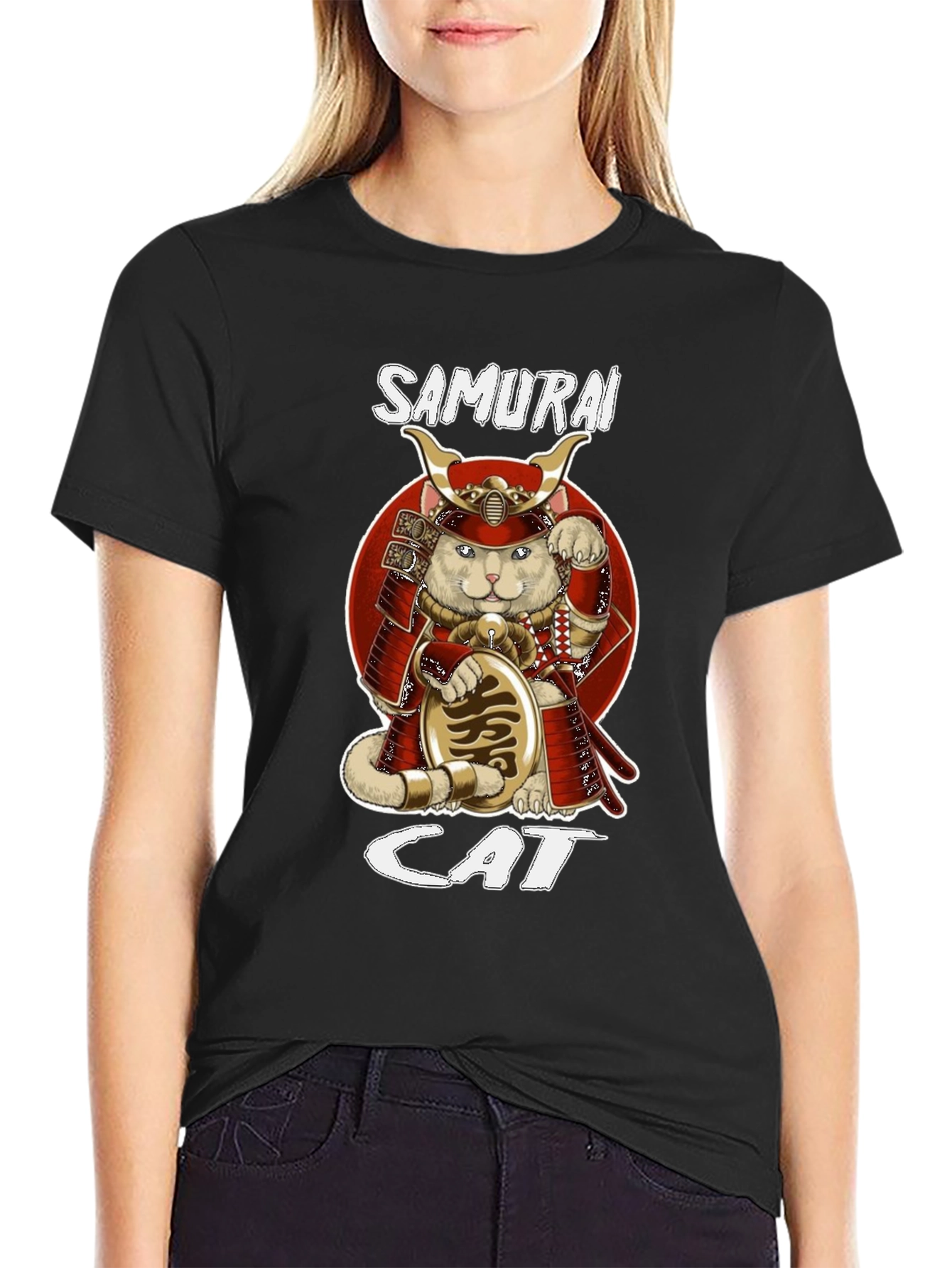 Samurai Cat Graphic T-Shirt