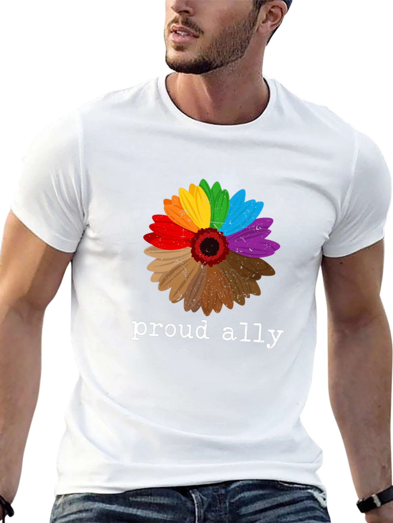 Proud Ally LGBTQ+ Rainbow Flower T-Shirt