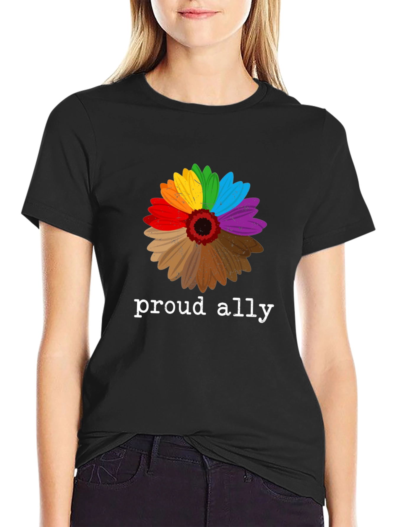 Proud Ally LGBTQ+ Rainbow Flower T-Shirt
