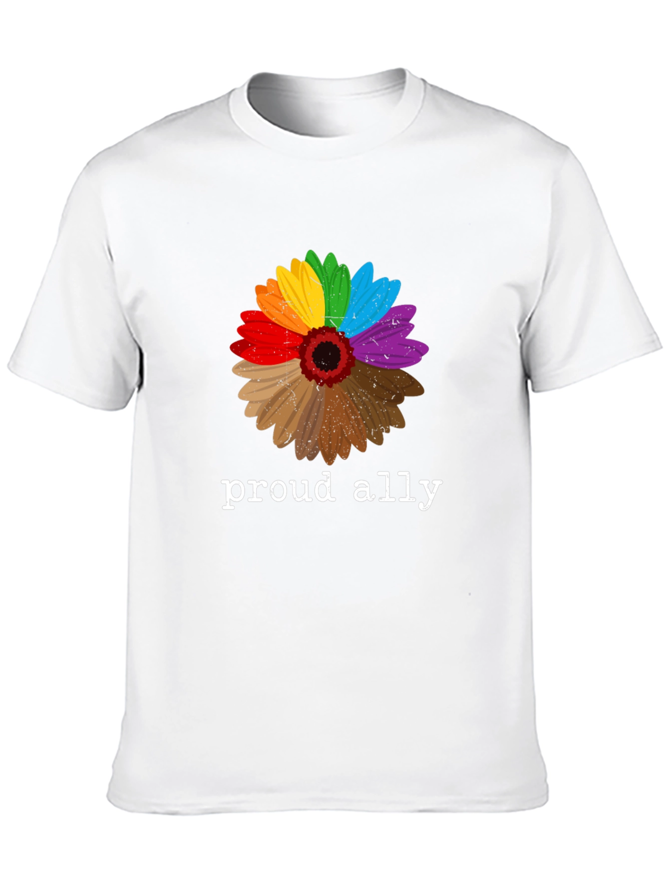 Proud Ally LGBTQ+ Rainbow Flower T-Shirt