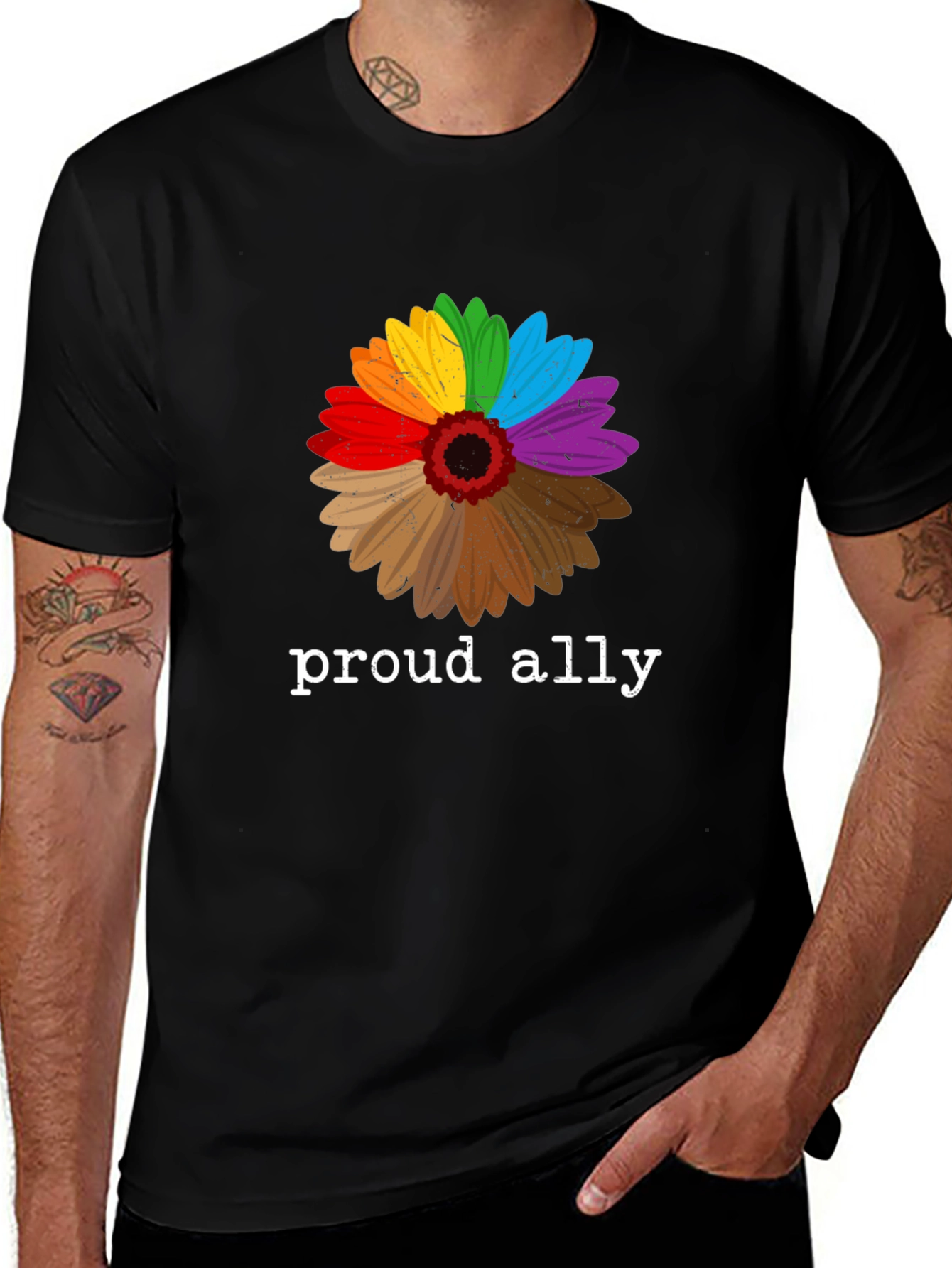 Proud Ally LGBTQ+ Rainbow Flower T-Shirt