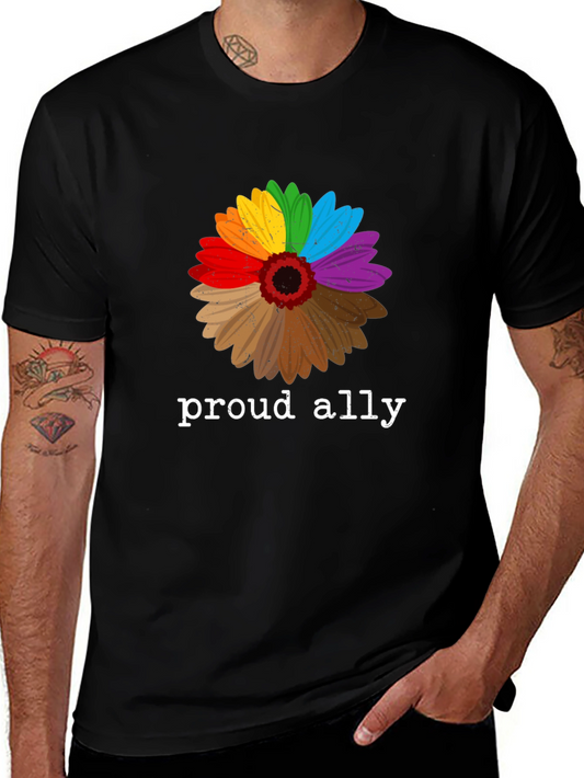Proud Ally LGBTQ+ Rainbow Flower T-Shirt