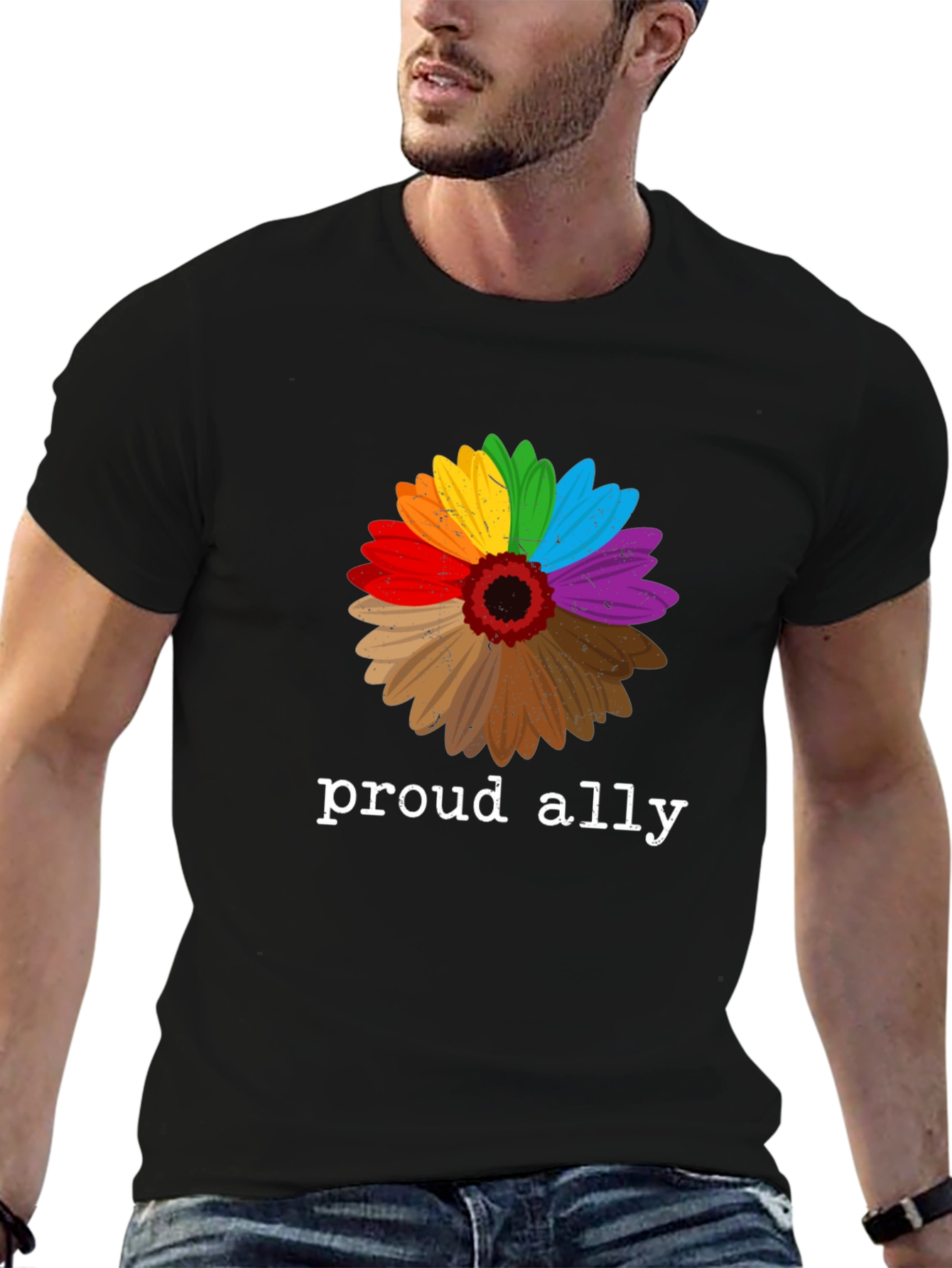 Proud Ally LGBTQ+ Rainbow Flower T-Shirt
