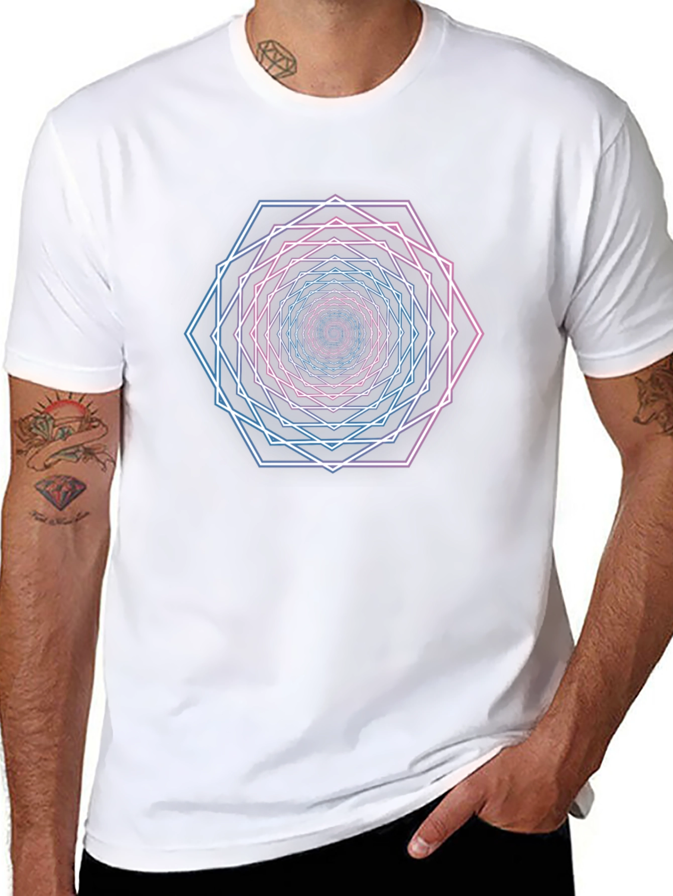Geometric Hexagon Tunnel Graphic T-Shirt