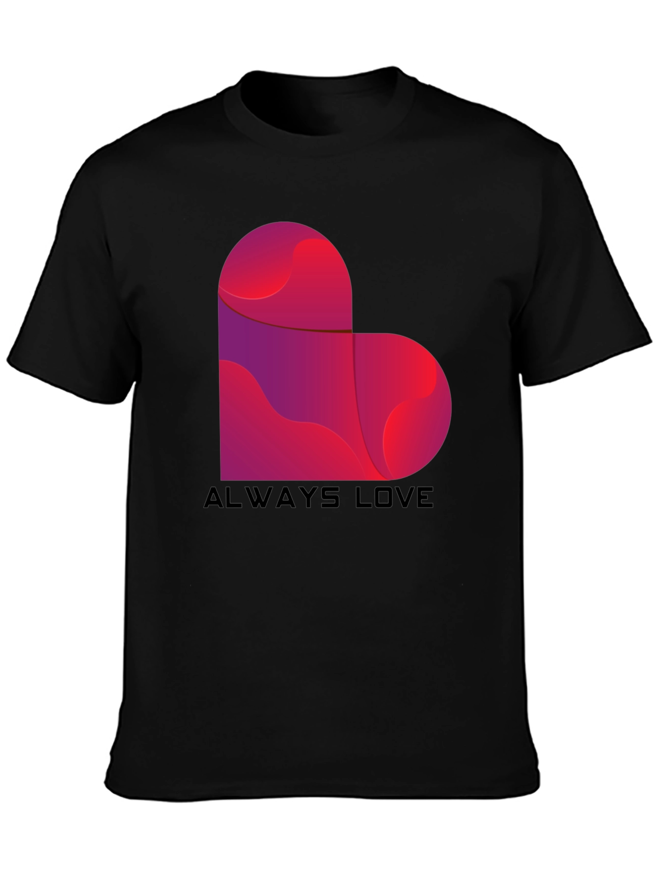 Always Love Heart Graphic Tee - Black