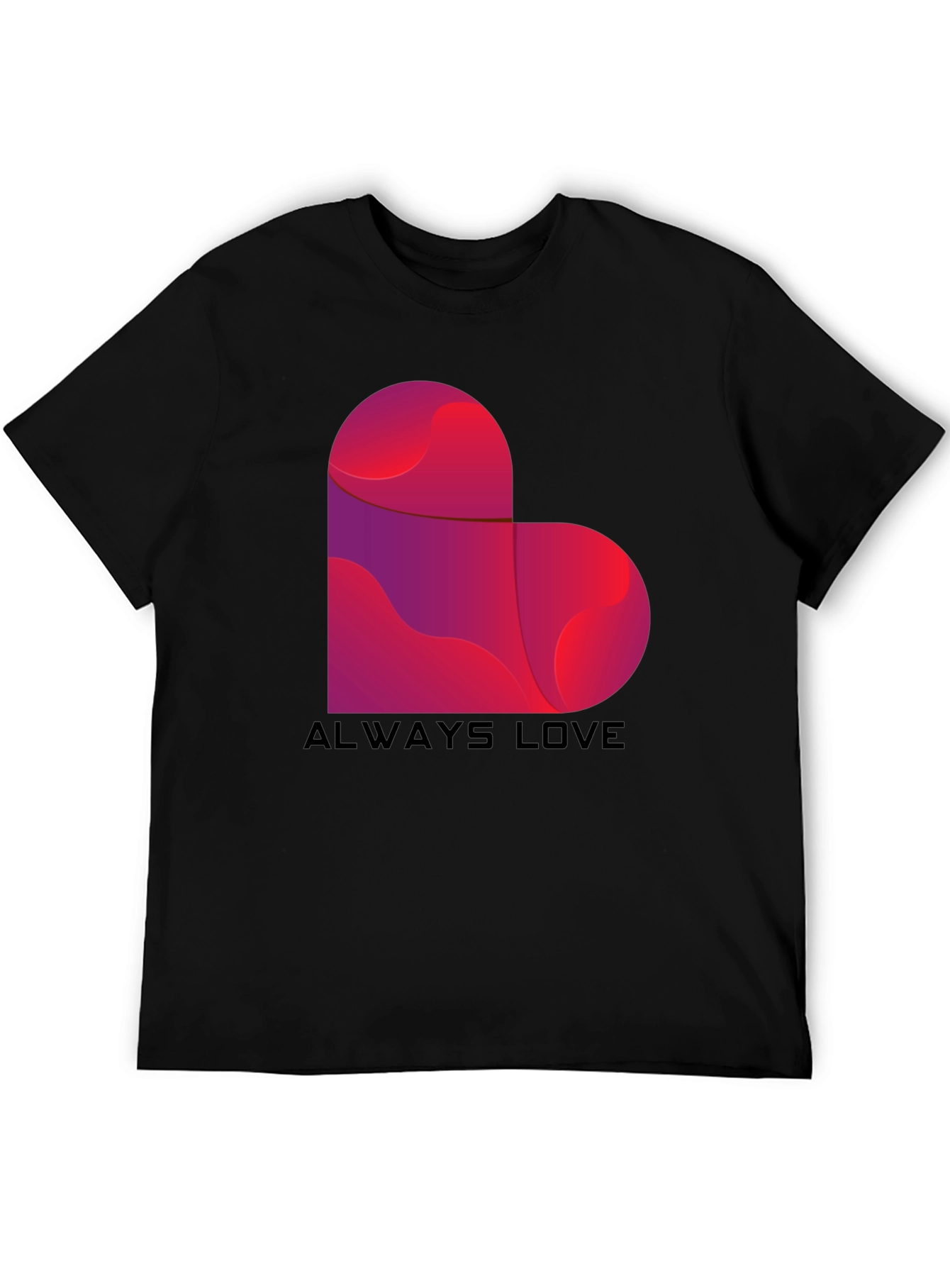 Always Love Heart Graphic Tee - Black