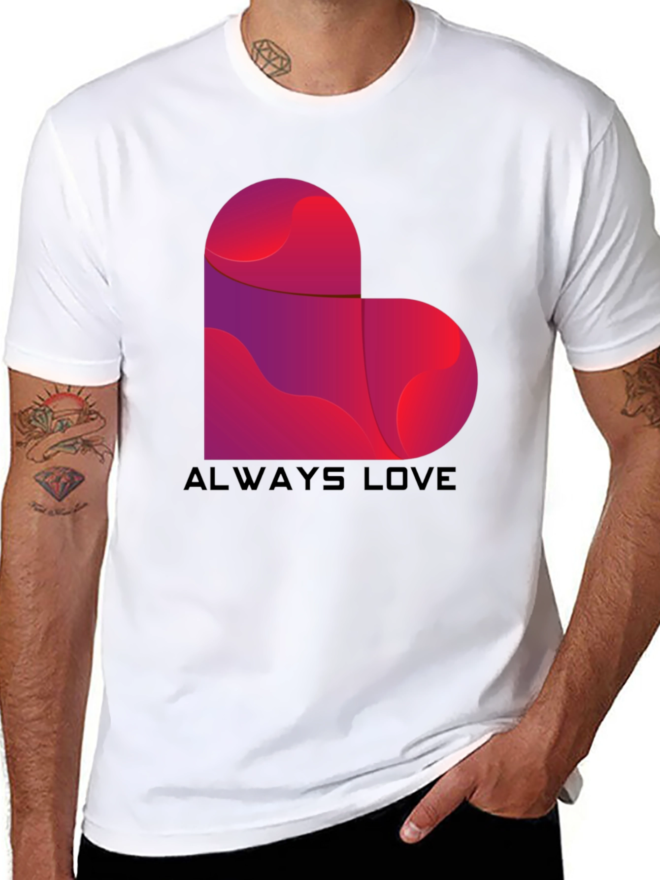 Always Love Heart Graphic Tee - Black