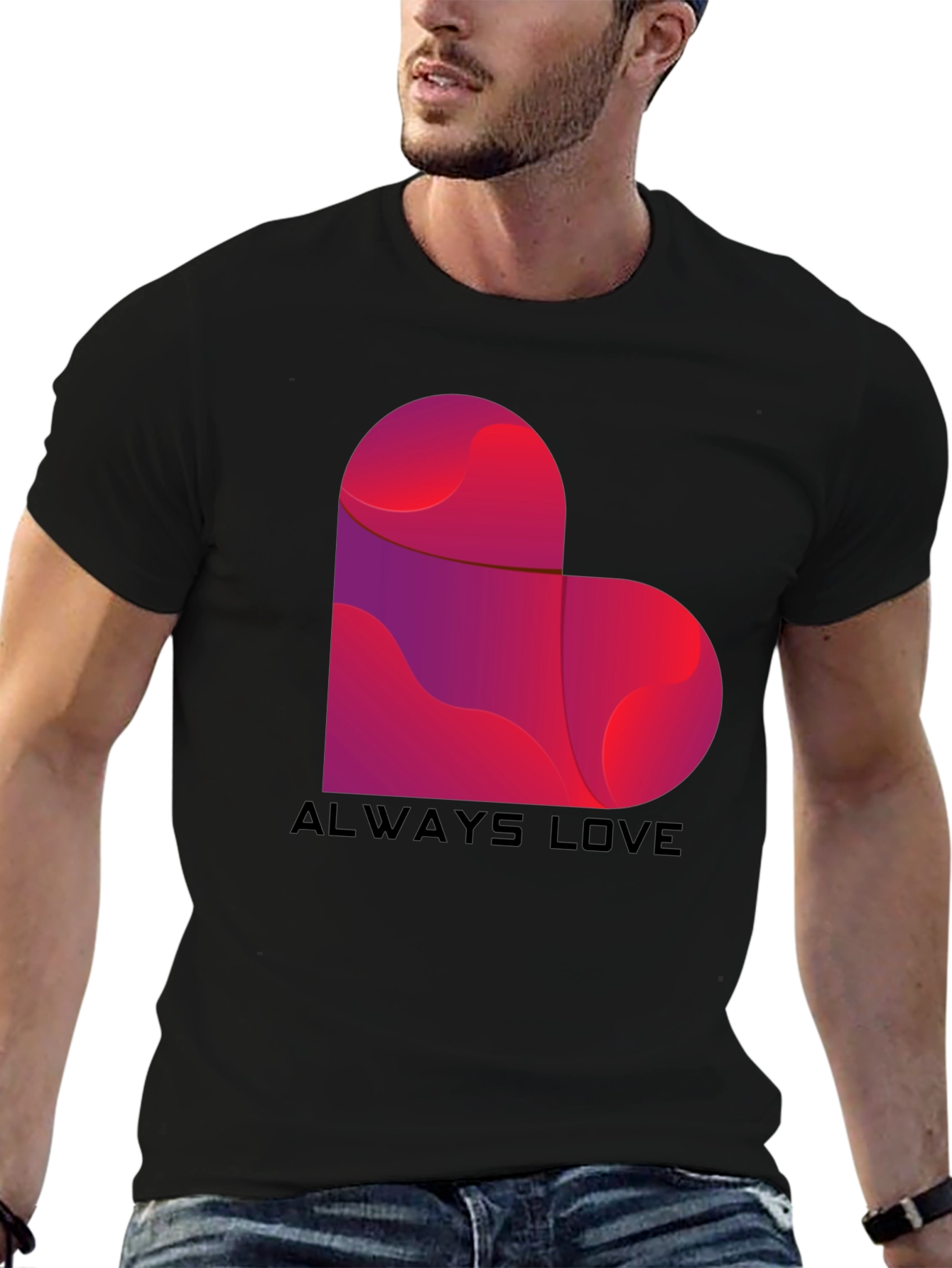 Always Love Heart Graphic Tee - Black
