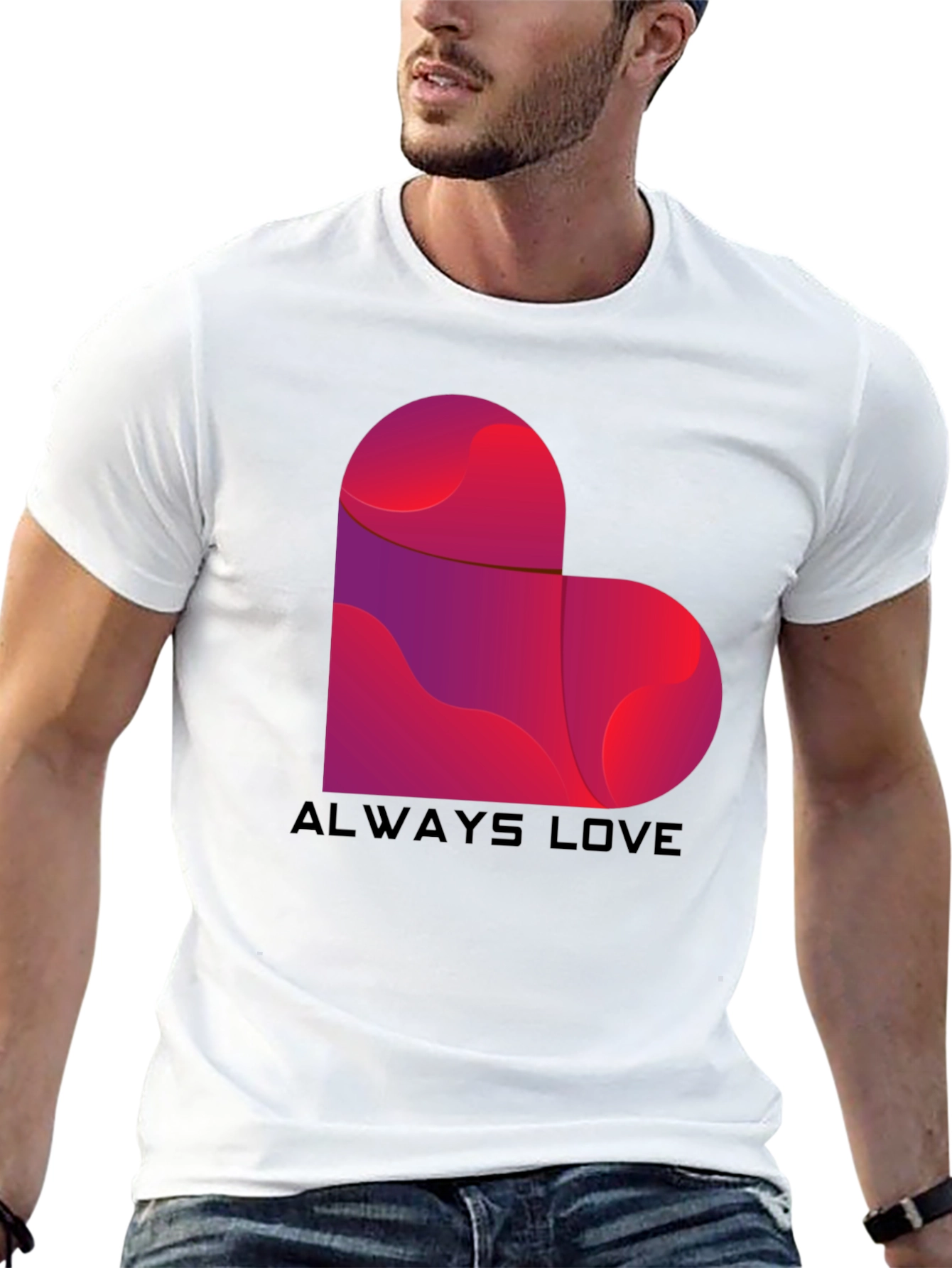 Always Love Heart Graphic Tee - Black