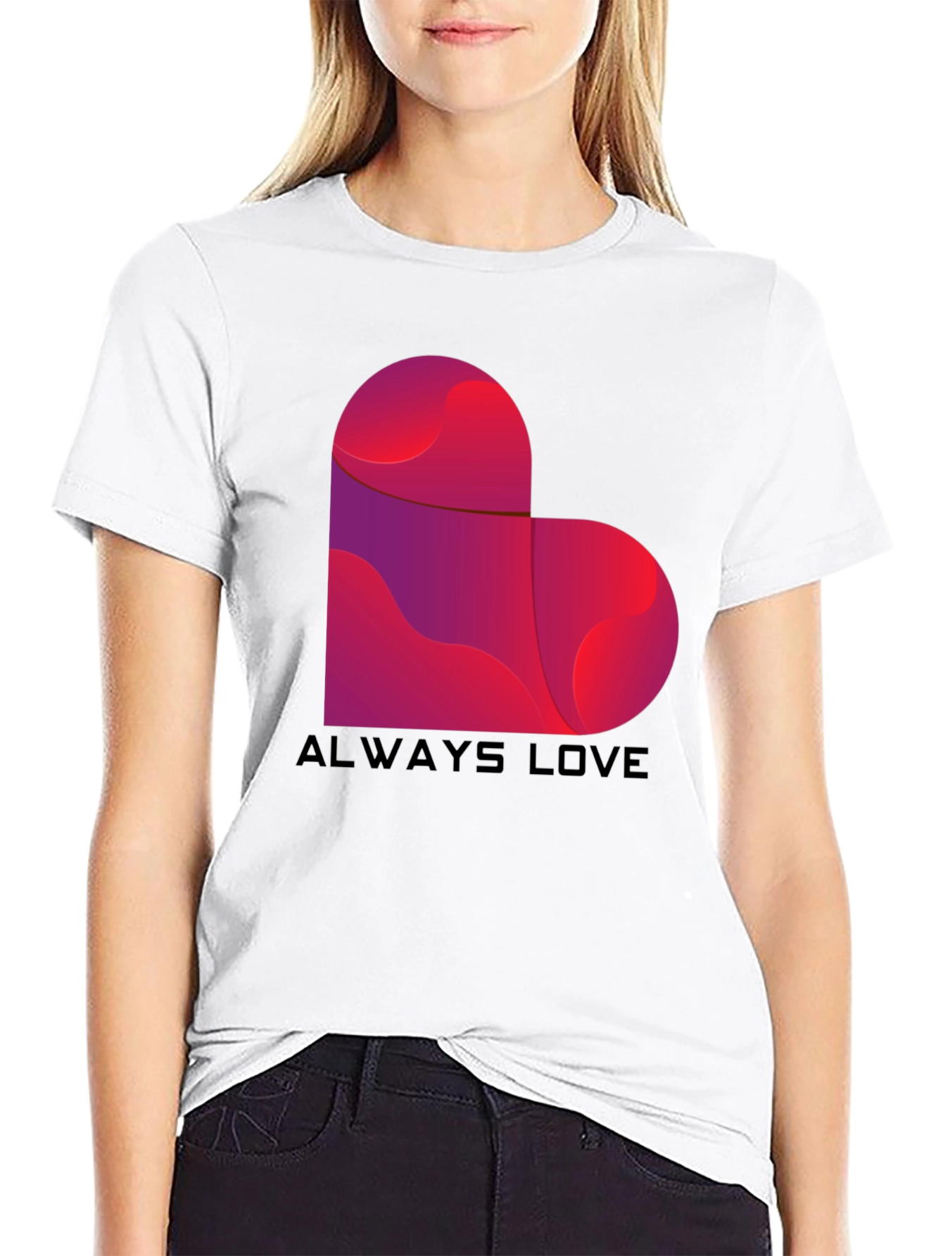 Always Love Heart Graphic Tee - Black