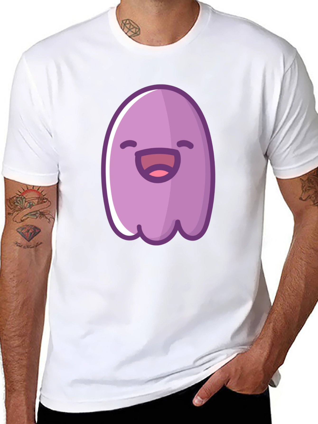 Cute Cartoon Ghost Graphic Black T-Shirt