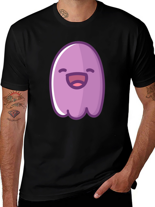 Cute Cartoon Ghost Graphic Black T-Shirt