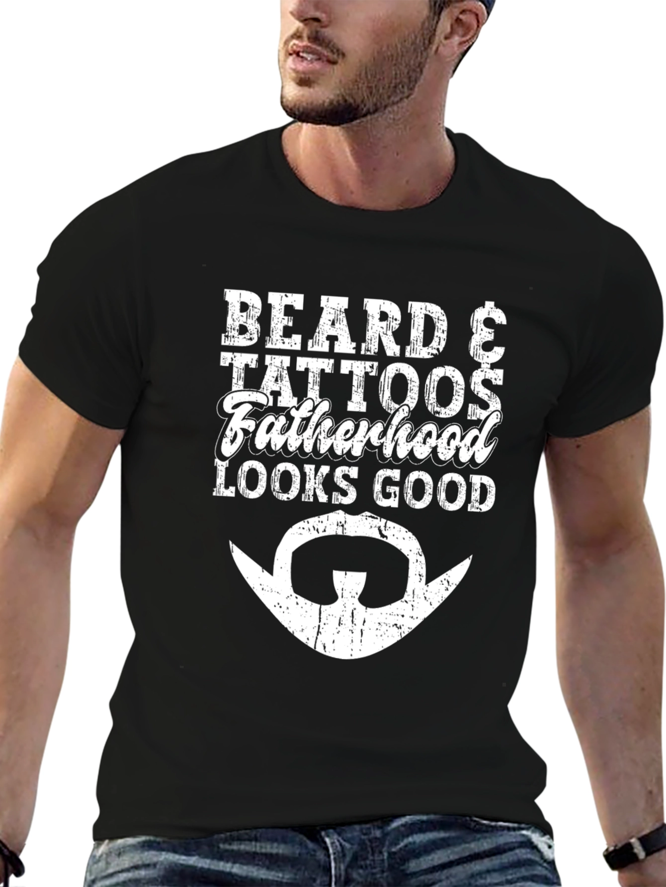 Beard & Tattoos Fatherhood Looks Good T-Shirt