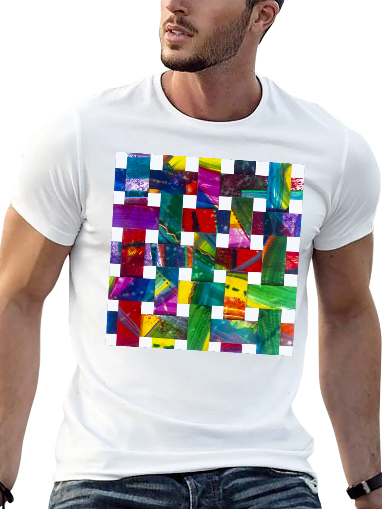 Abstract Woven Pattern Graphic Tee
