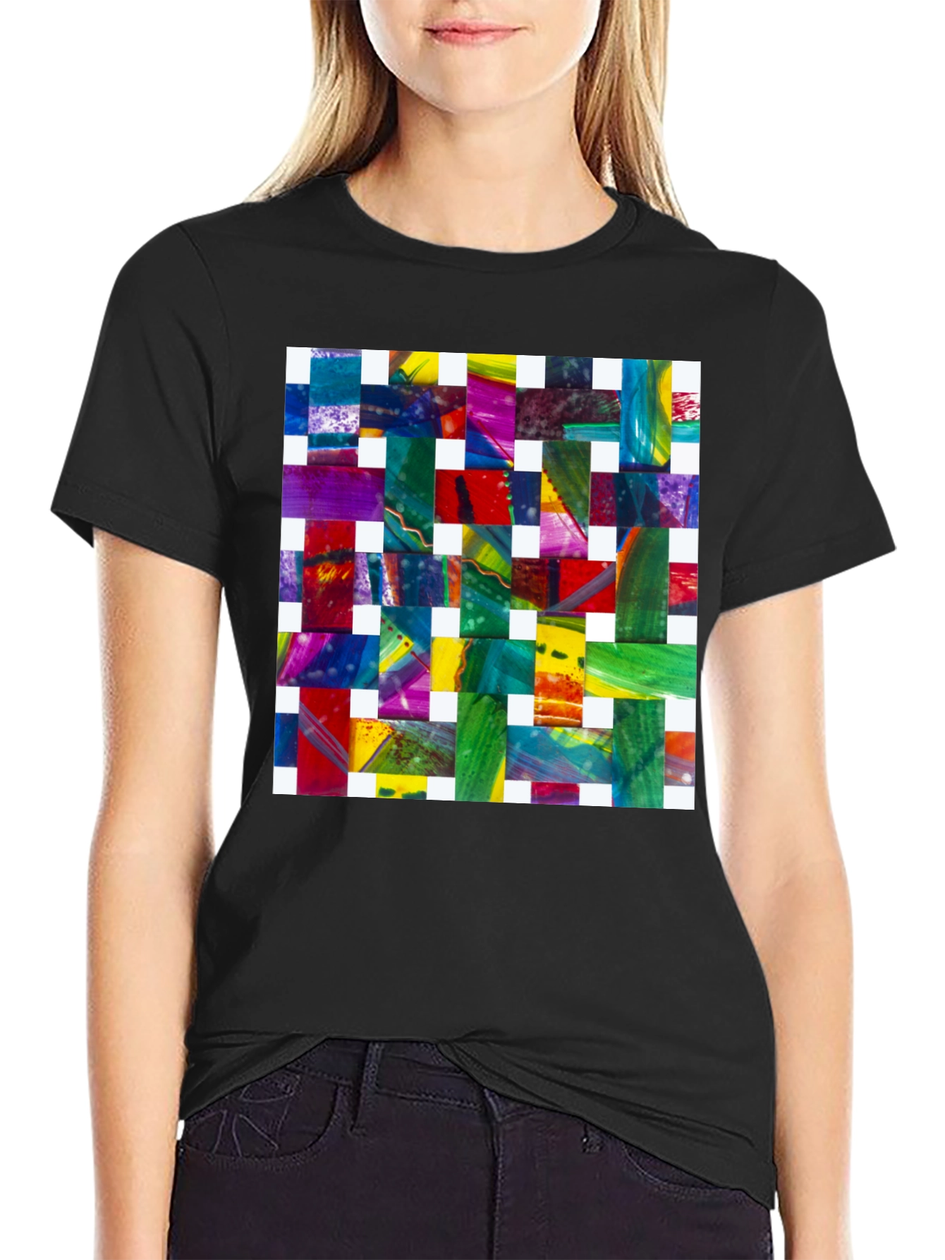 Abstract Woven Pattern Graphic Tee