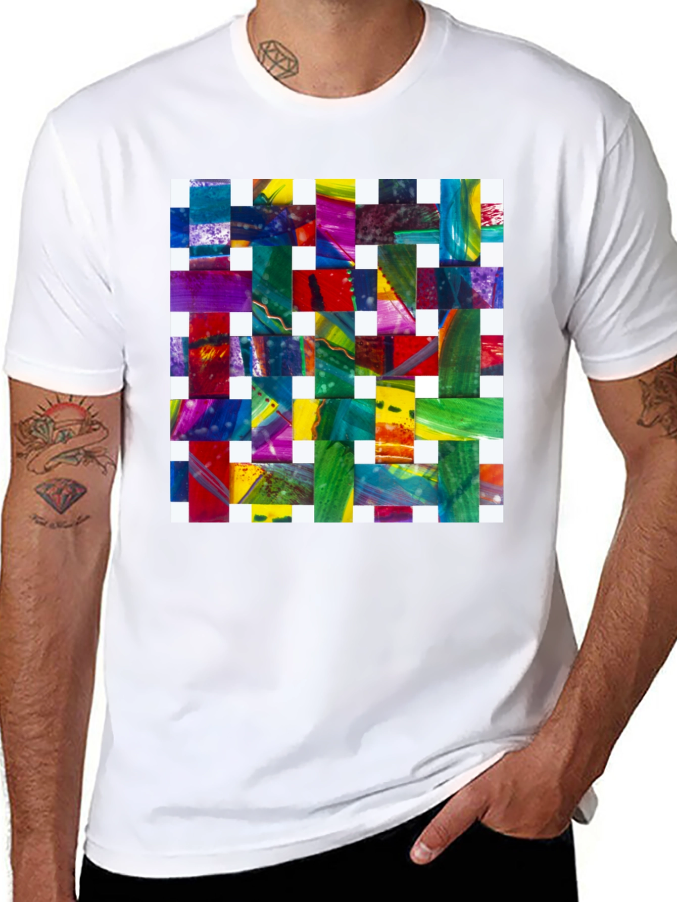 Abstract Woven Pattern Graphic Tee
