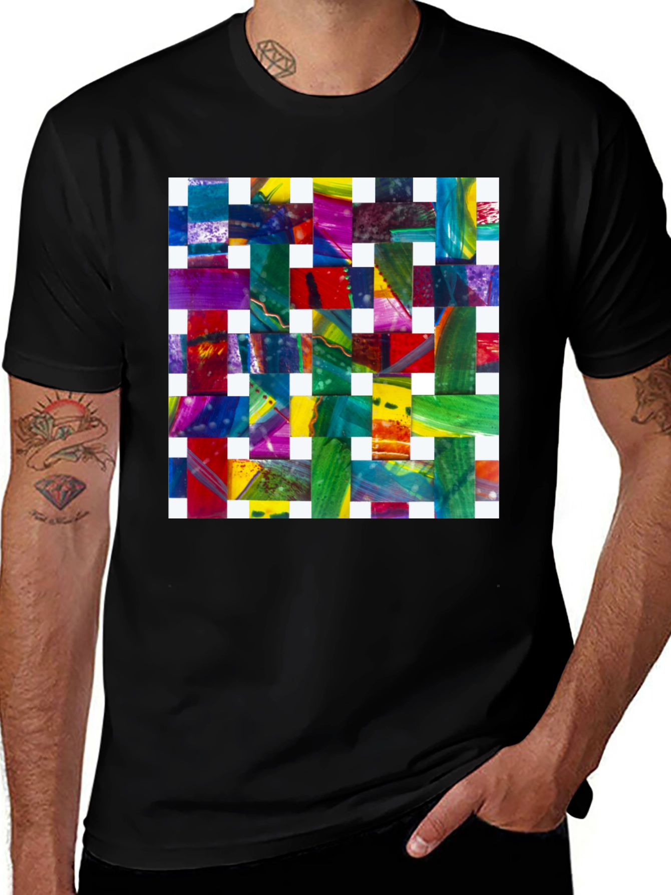 Abstract Woven Pattern Graphic Tee