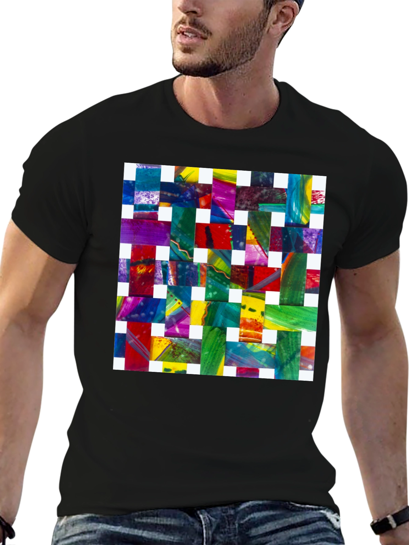 Abstract Woven Pattern Graphic Tee