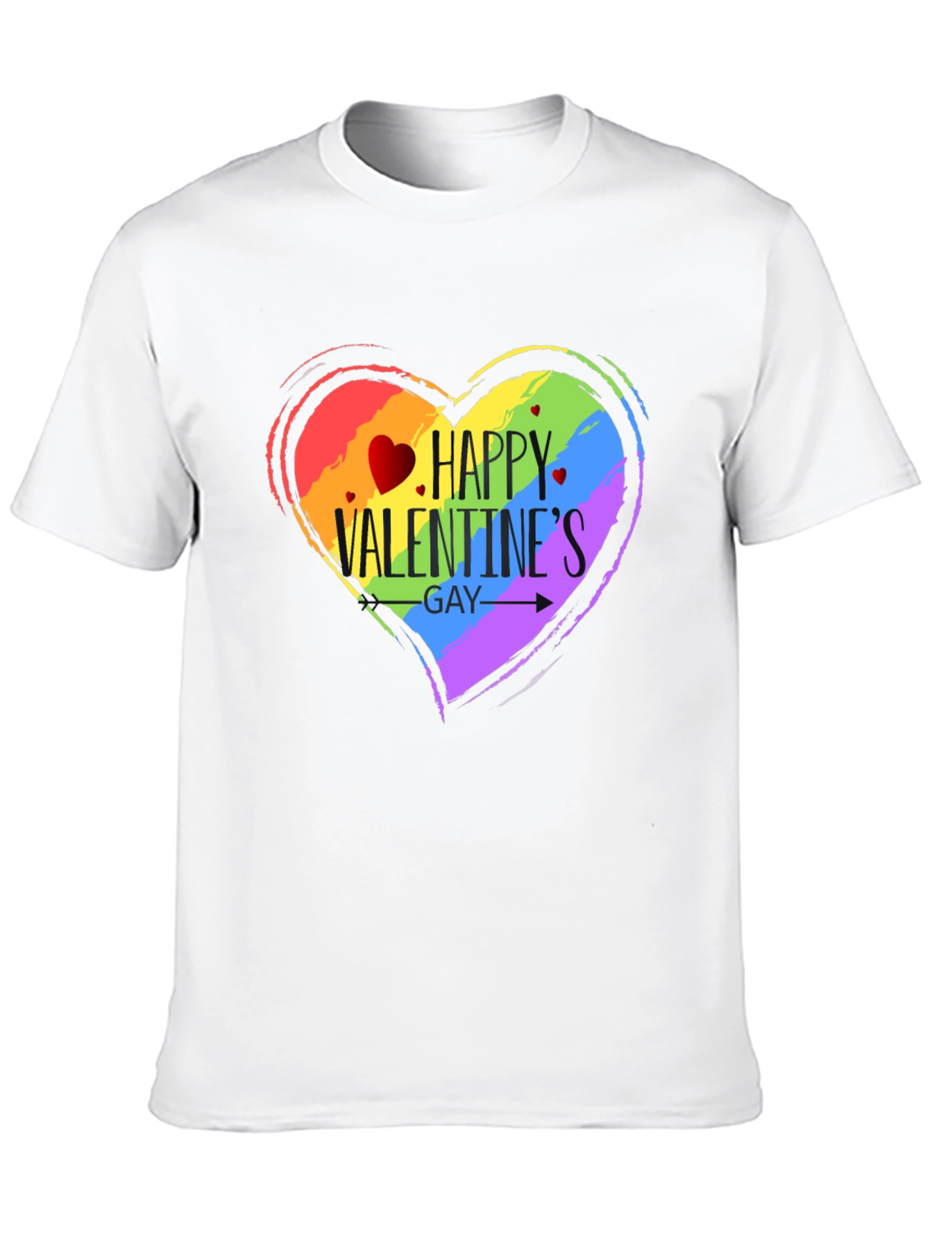 Happy Valentines Gay Pride T-Shirt - Black