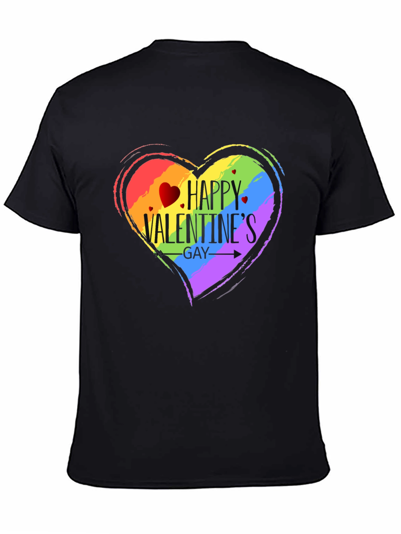 Happy Valentines Gay Pride T-Shirt - Black