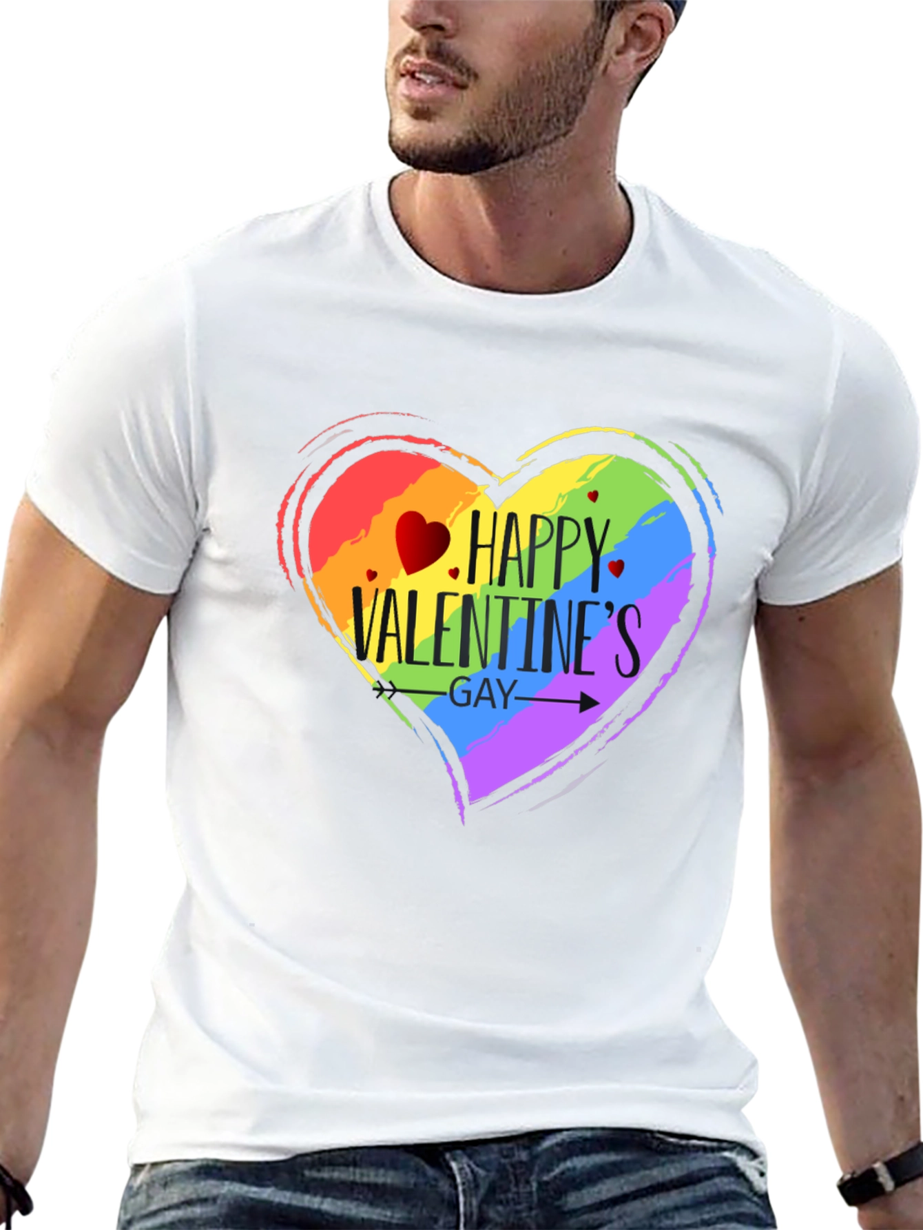 Happy Valentines Gay Pride T-Shirt - Black