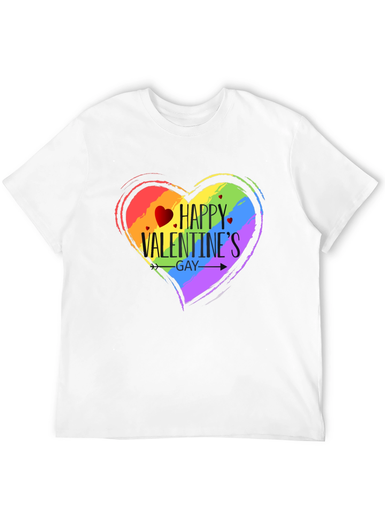 Happy Valentines Gay Pride T-Shirt - Black