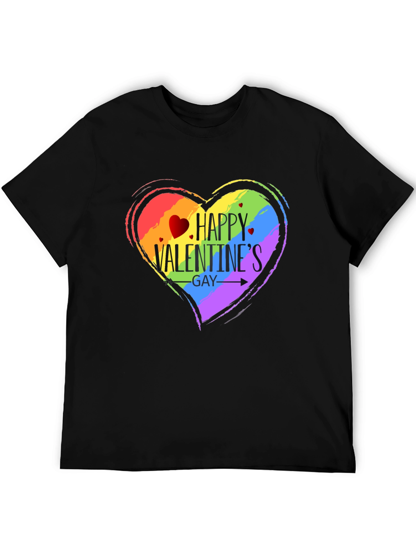 Happy Valentines Gay Pride T-Shirt - Black