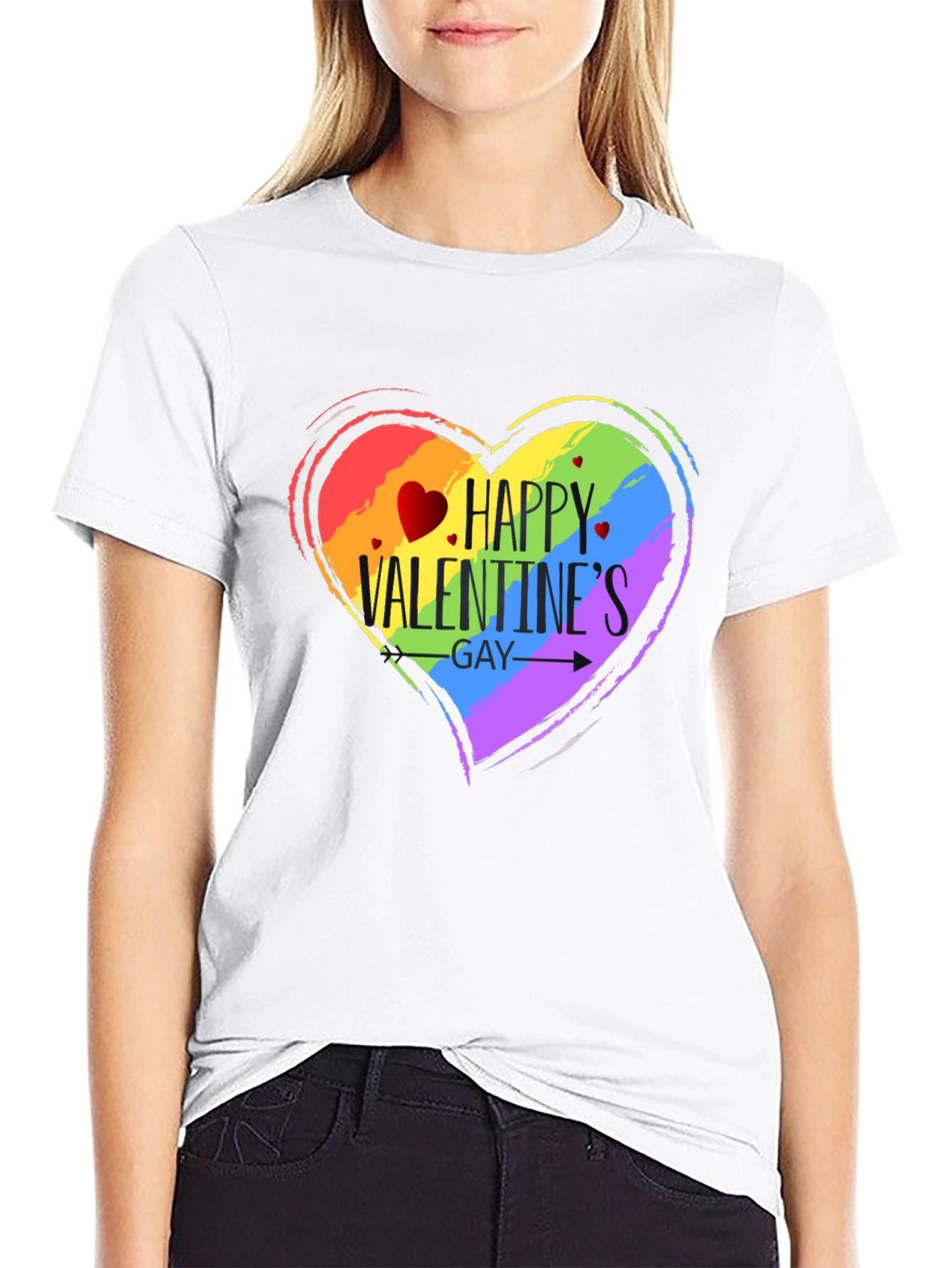Happy Valentines Gay Pride T-Shirt - Black