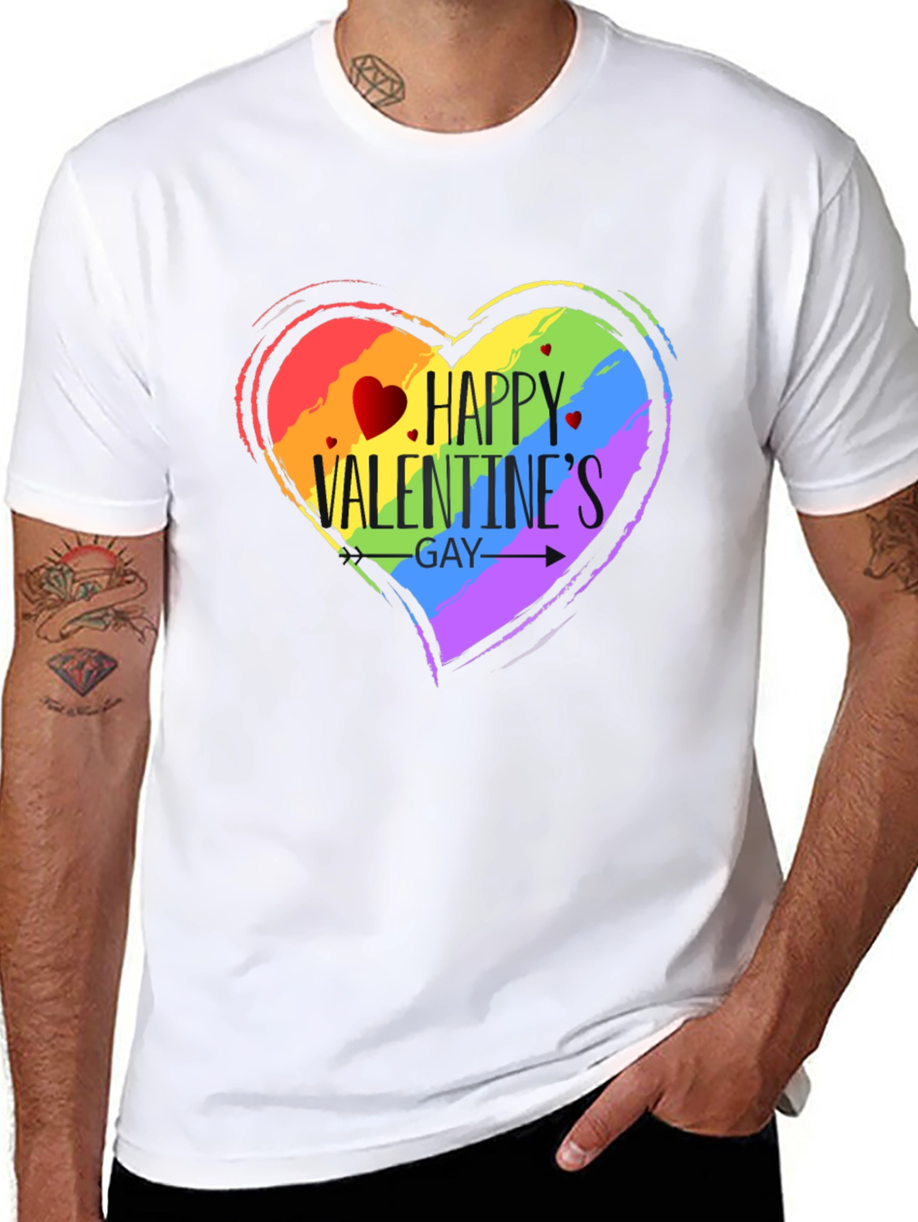 Happy Valentines Gay Pride T-Shirt - Black