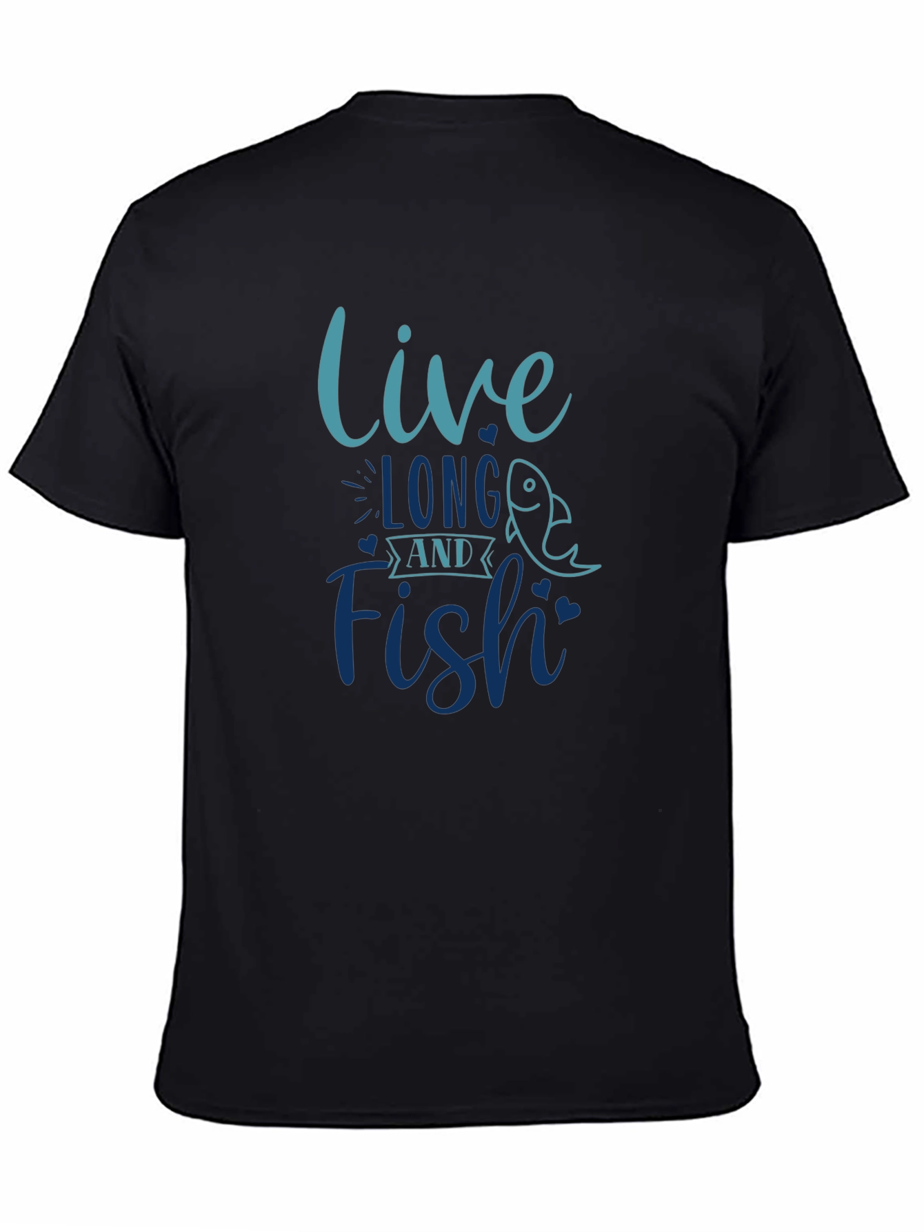 Live Long and Fish T-Shirt Black Cotton Tee