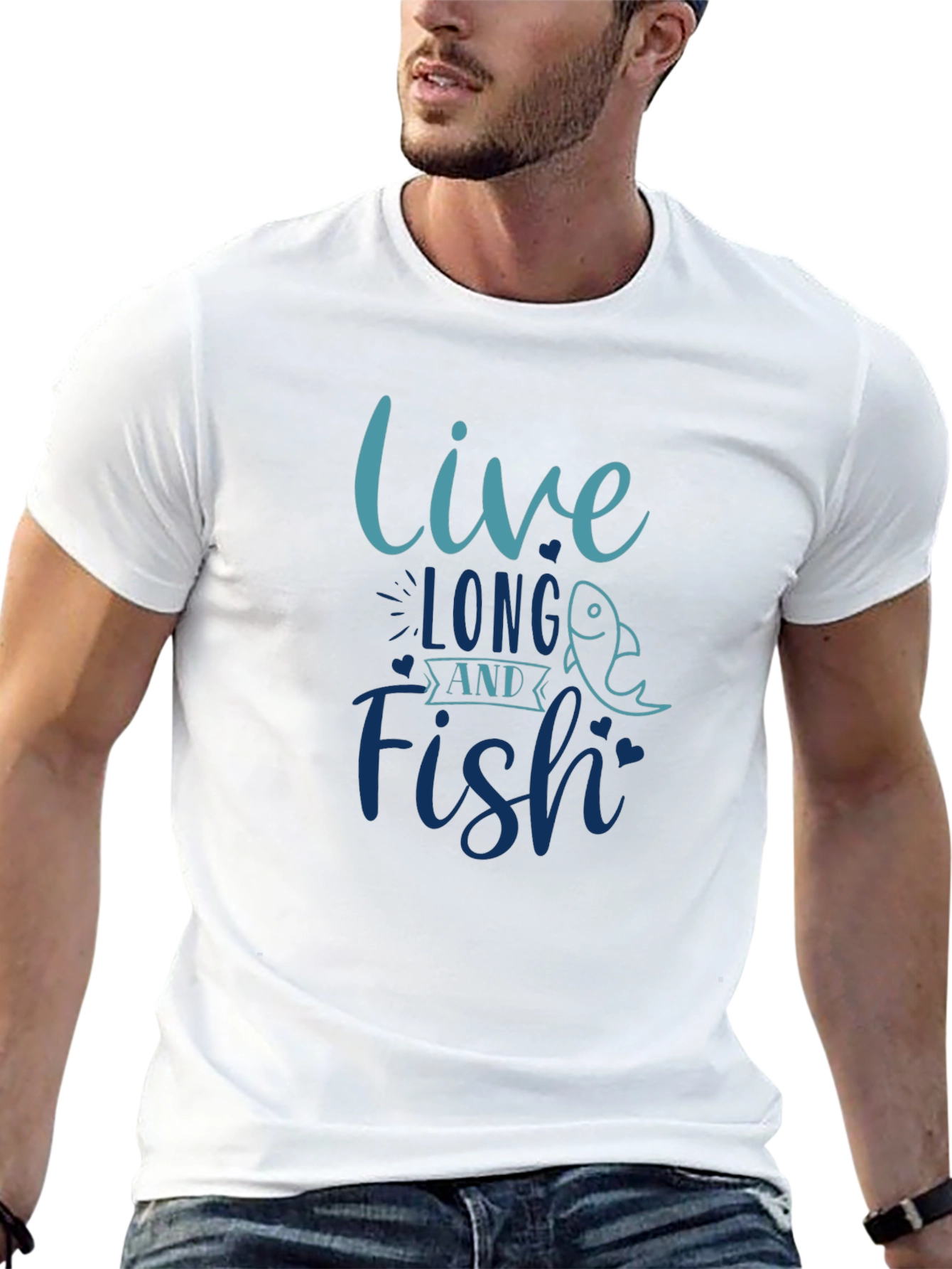 Live Long and Fish T-Shirt Black Cotton Tee