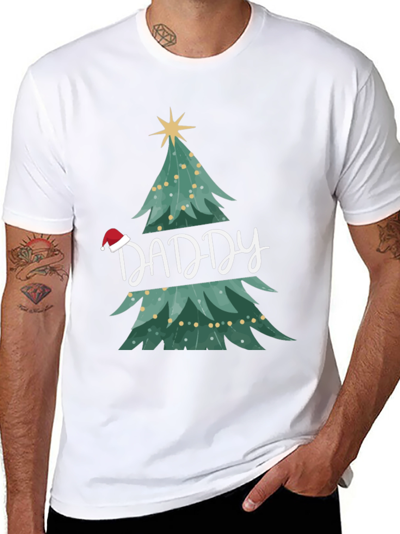 Daddy Christmas Tree Graphic T-Shirt