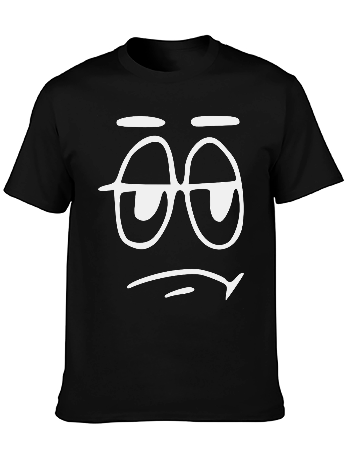 Sleepy Face Graphic T-Shirt - Black Cotton Tee