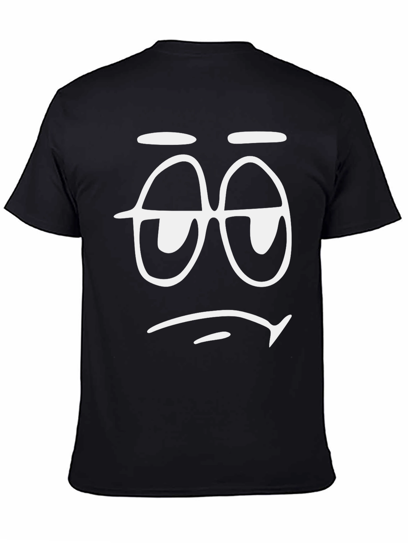 Sleepy Face Graphic T-Shirt - Black Cotton Tee