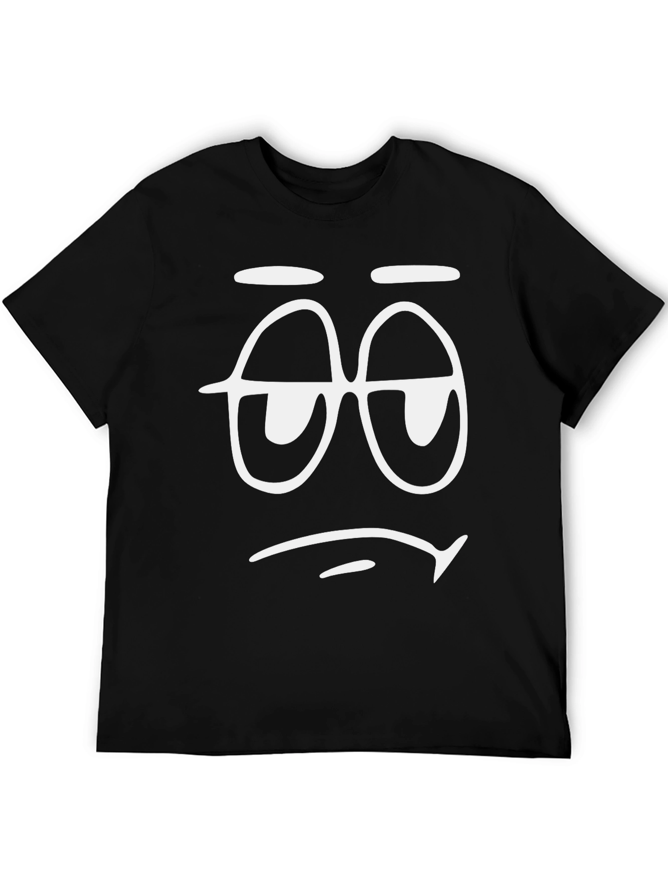 Sleepy Face Graphic T-Shirt - Black Cotton Tee